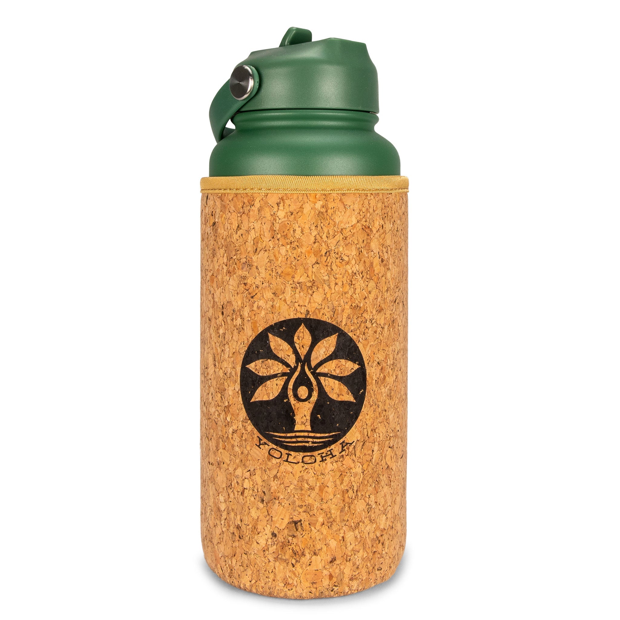 Green Cork Sleeve Bottle with Flip Straw Lid | 32oz