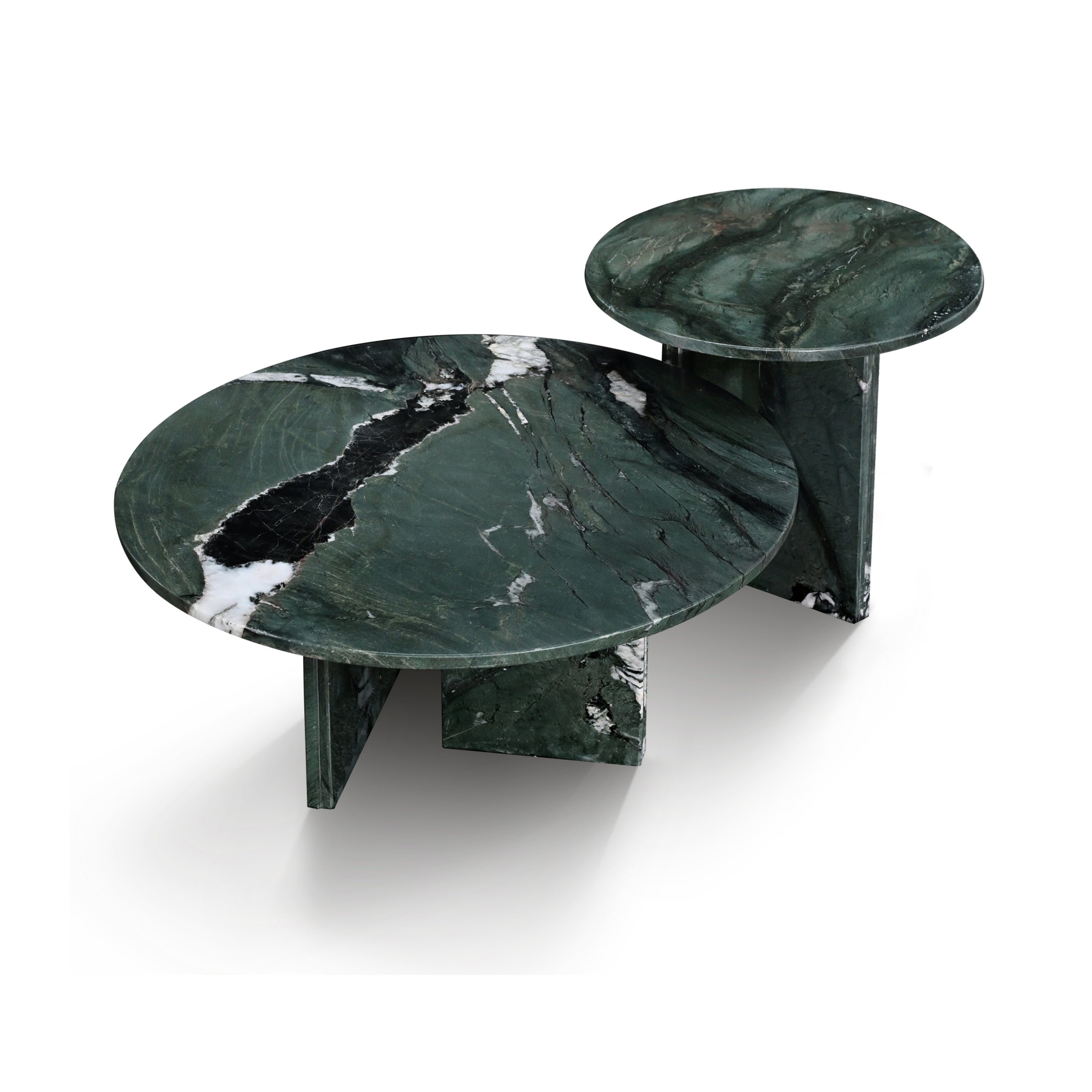 Green Natural Marble Nesting Coffee Table Set