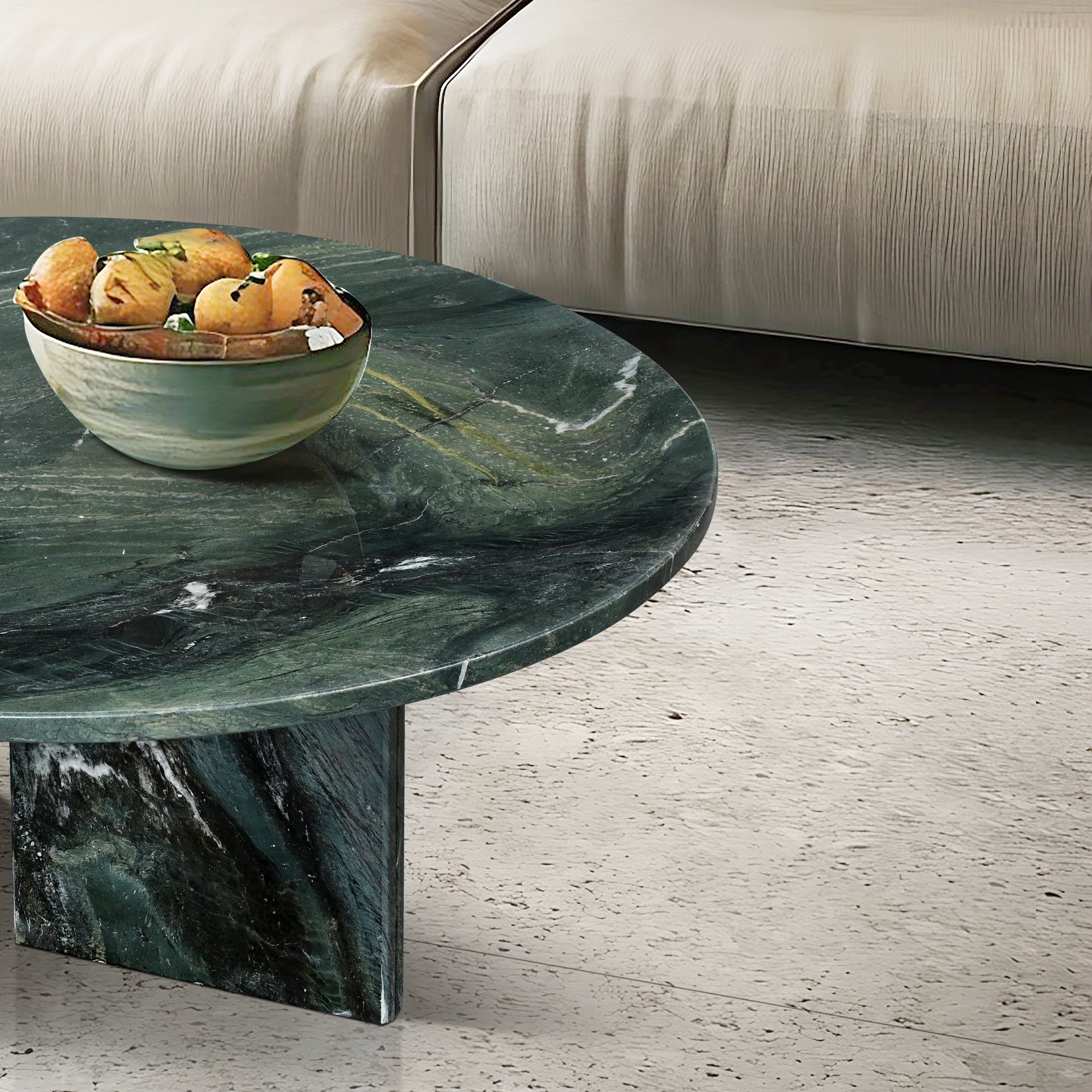 Green Natural Marble Nesting Coffee Table Set