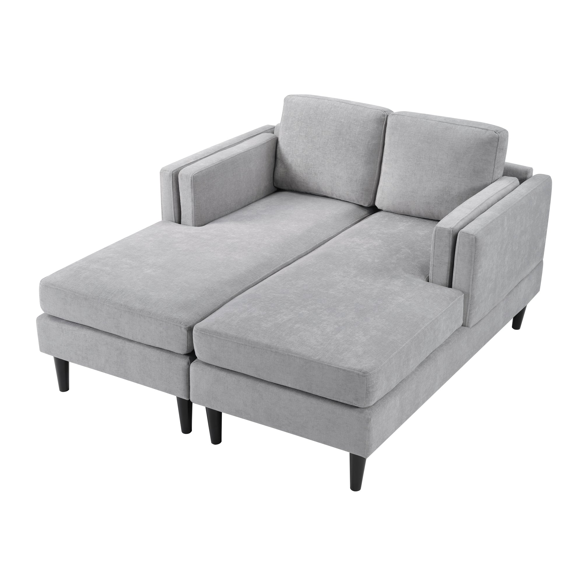 Grey Chenille Chaise Lounge Sofa