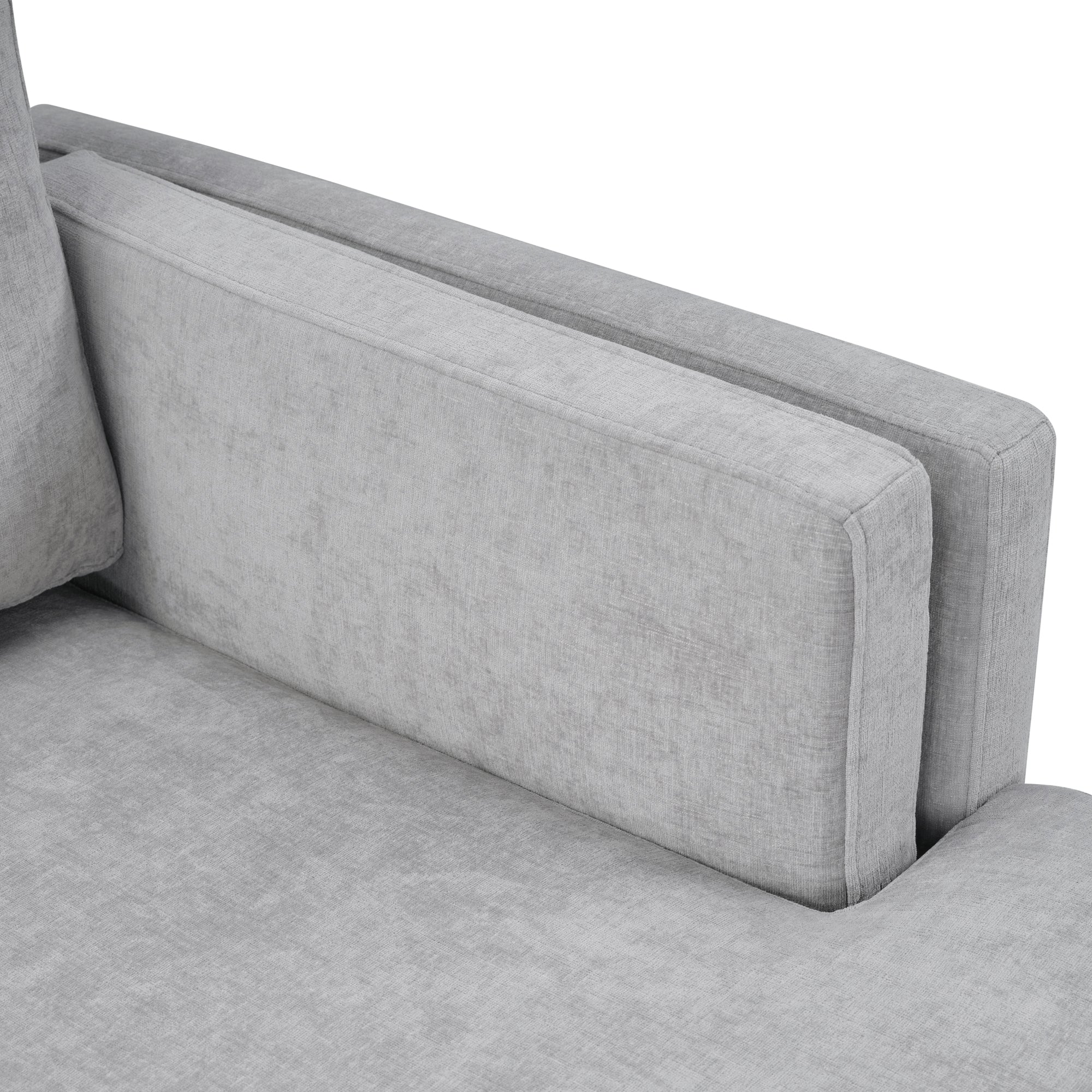 Grey Chenille Chaise Lounge Sofa