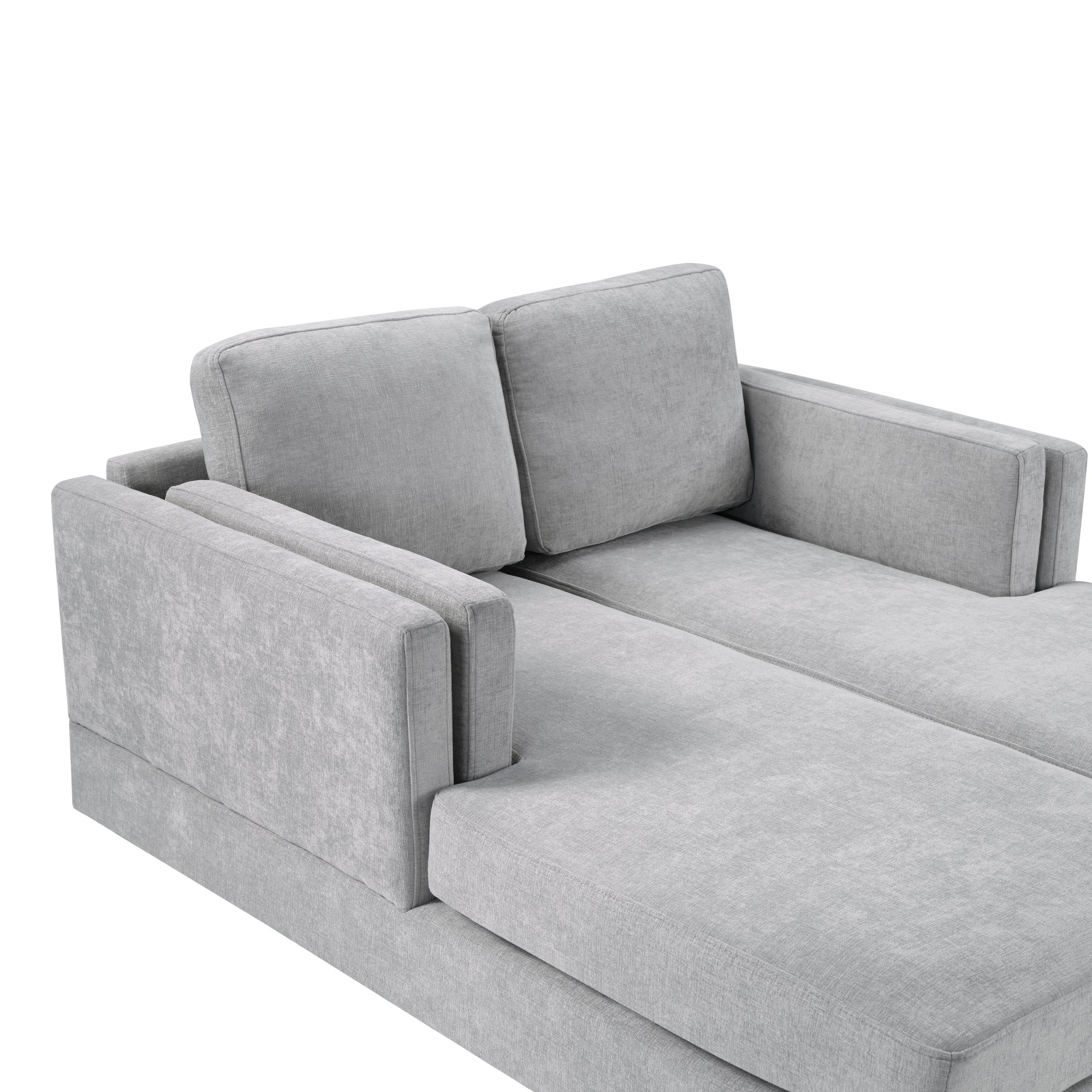 Grey Chenille Chaise Lounge Sofa