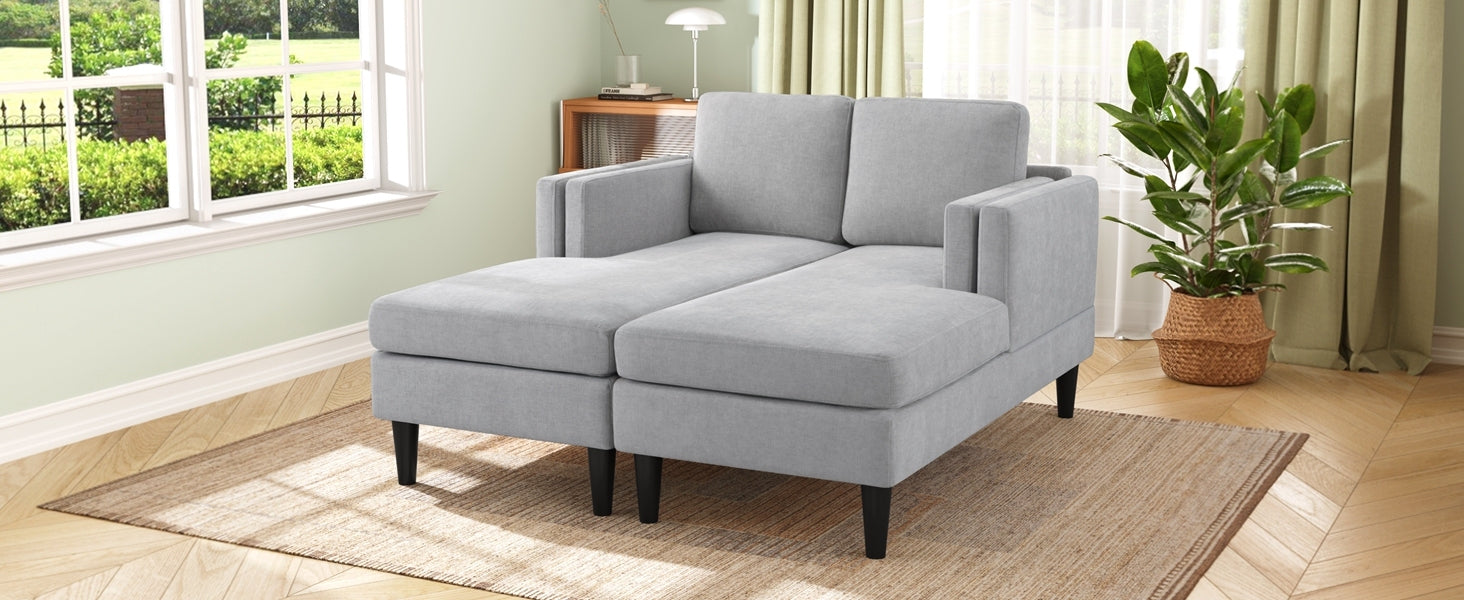 Grey Chenille Chaise Lounge Sofa