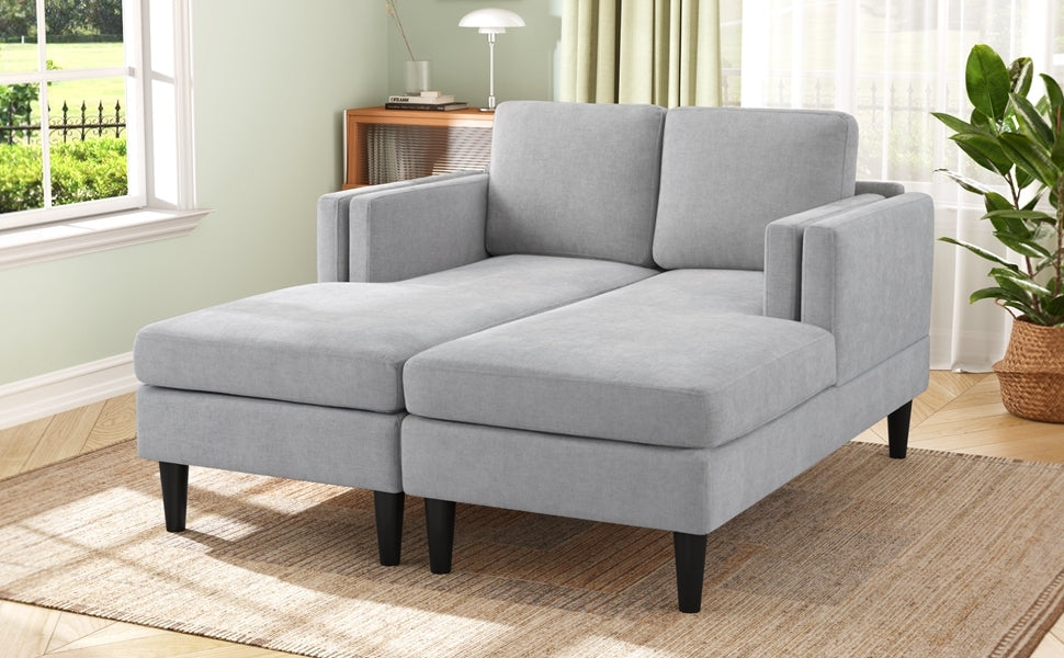 Grey Chenille Chaise Lounge Sofa