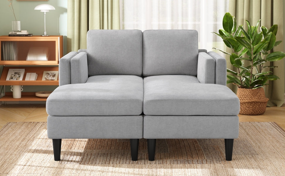 Grey Chenille Chaise Lounge Sofa