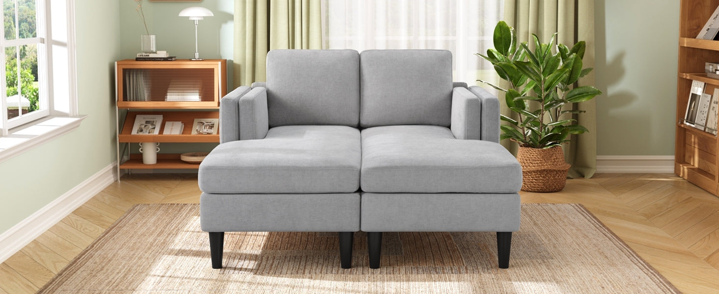 Grey Chenille Chaise Lounge Sofa