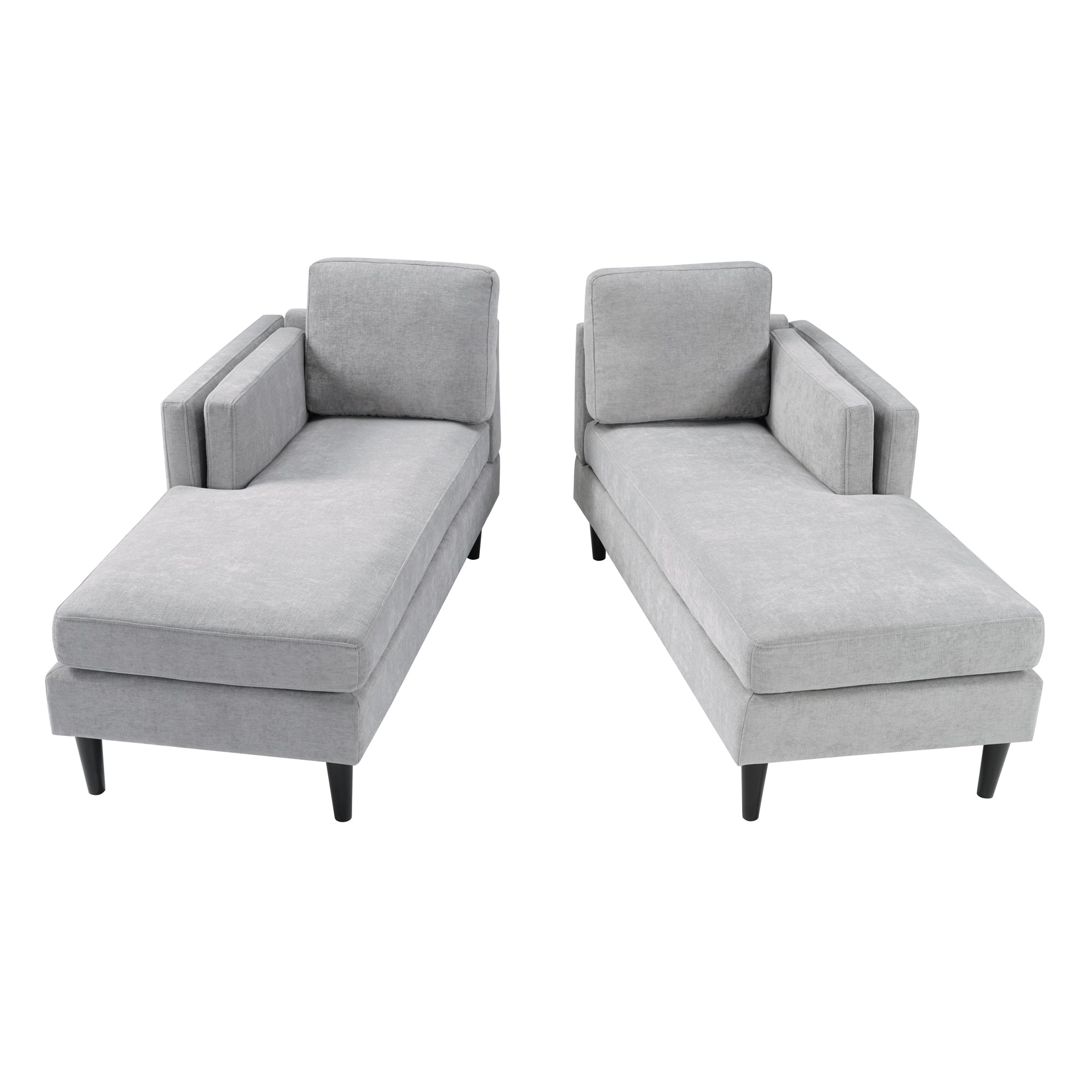 Grey Chenille Chaise Lounge Sofa
