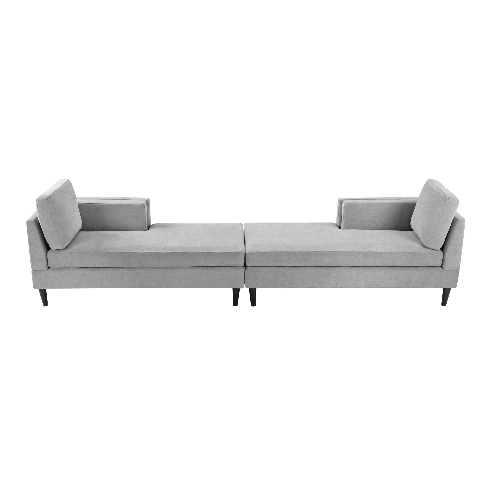 Grey Chenille Chaise Lounge Sofa
