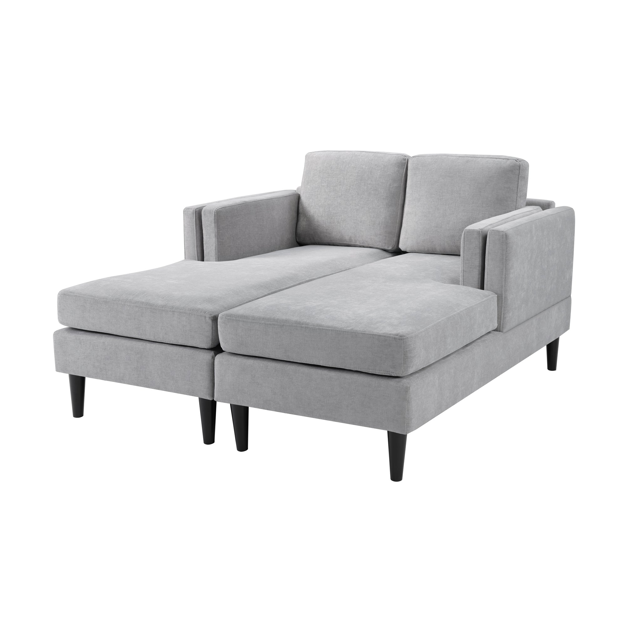 Grey Chenille Chaise Lounge Sofa