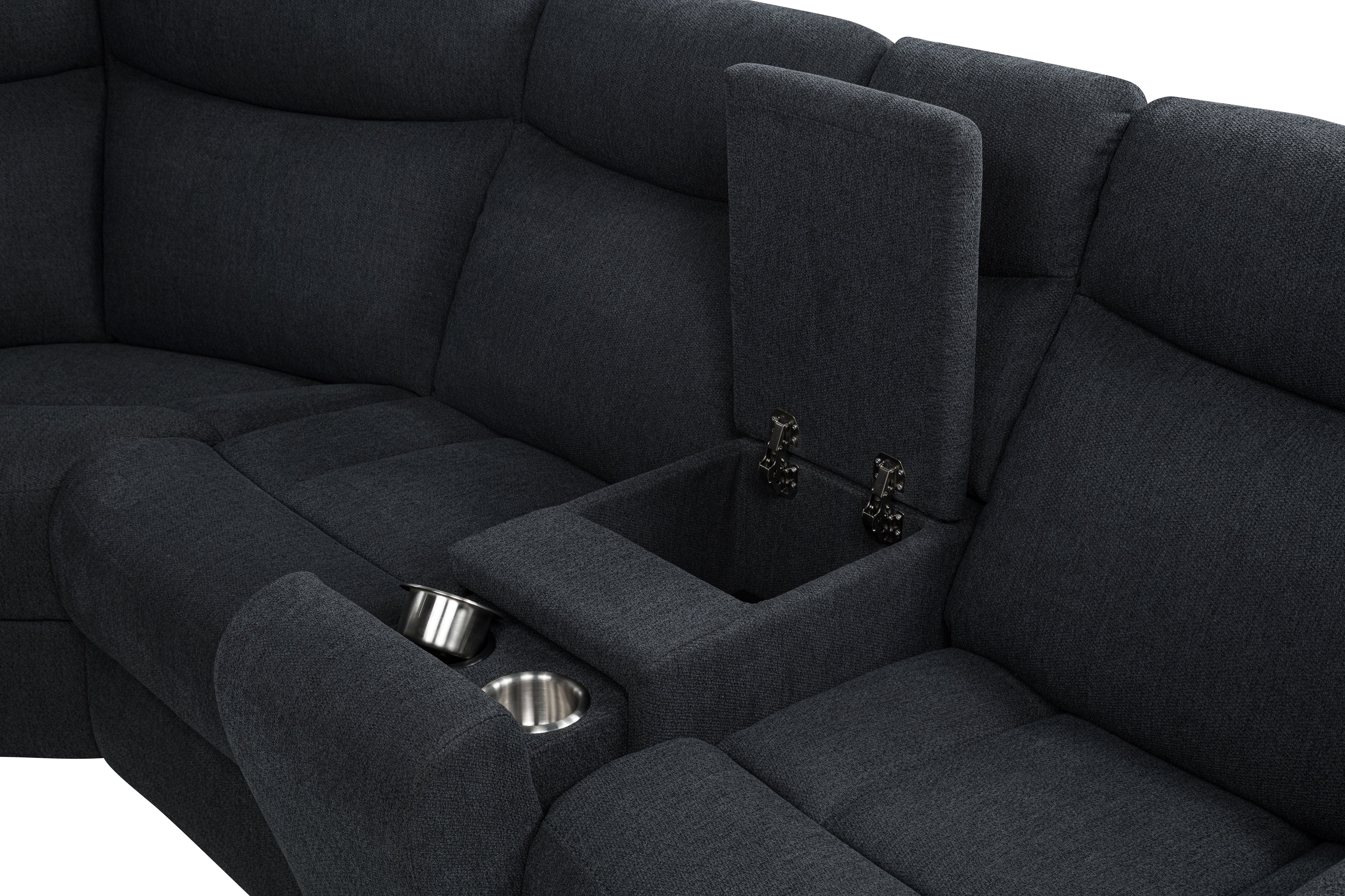 Hagen Upholstered Power Reclining Sectional Sofa Steel Grey