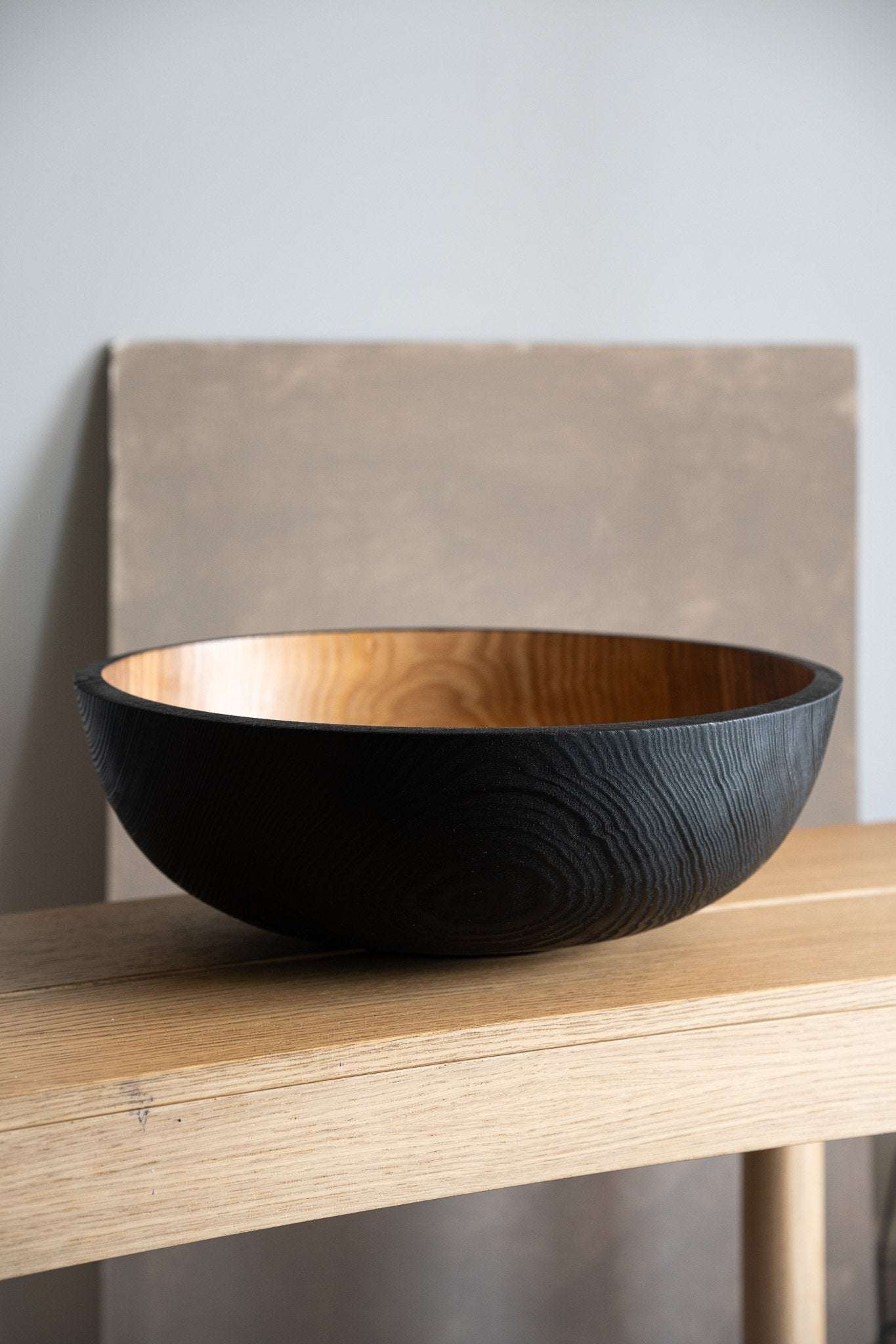 Hand Carved Extra Large Wooden Bowl. Half Charred