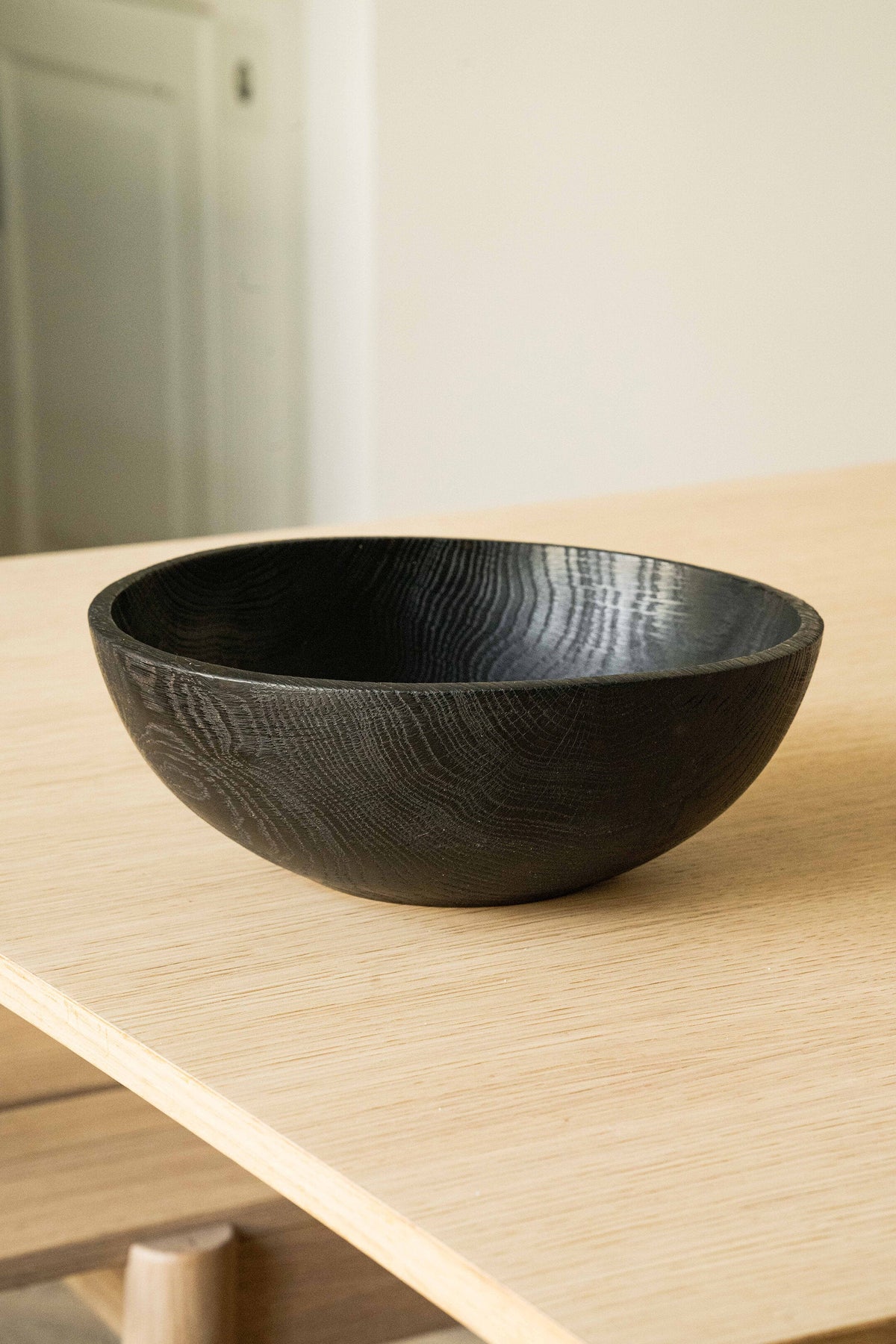 Hand-Carved Large Charred Wood Bowl