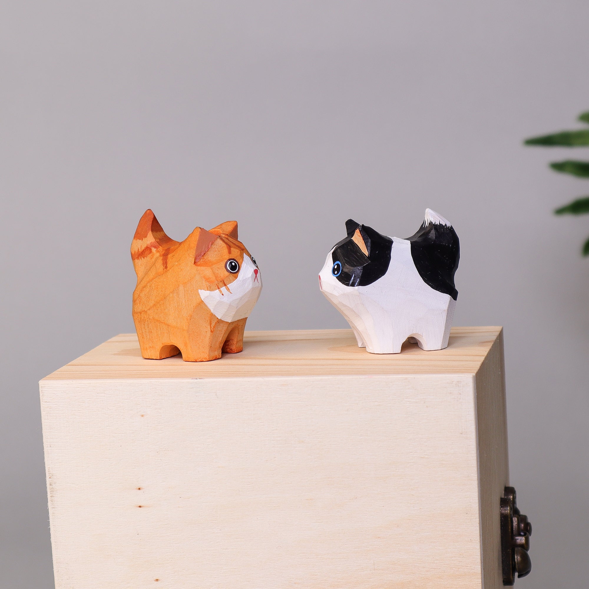 Hand-Carved Wooden Cats, Personalized Gift for Cat Lovers