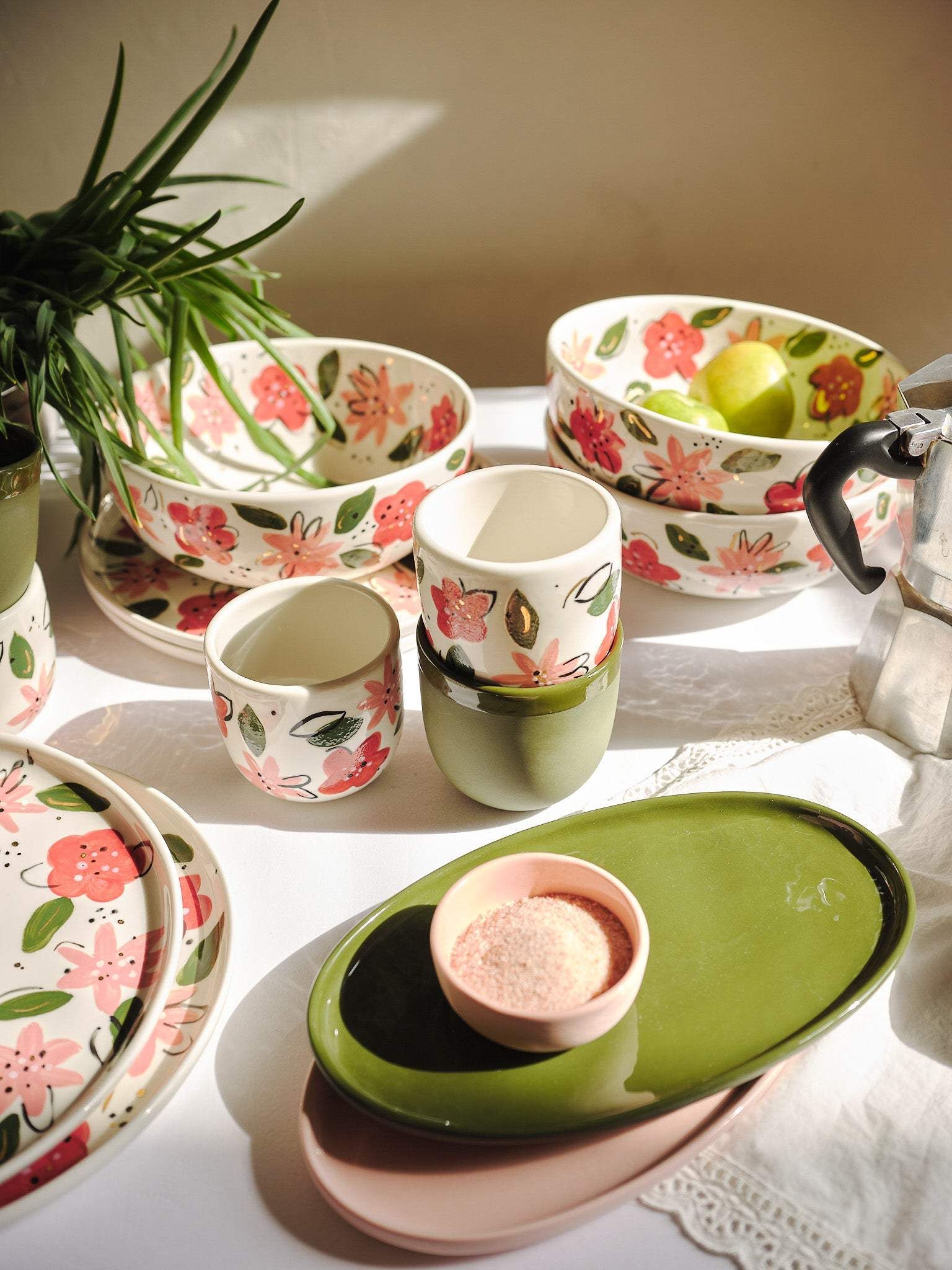 Hand-Painted Floral Coffee Cup - Unique Porcelain Design