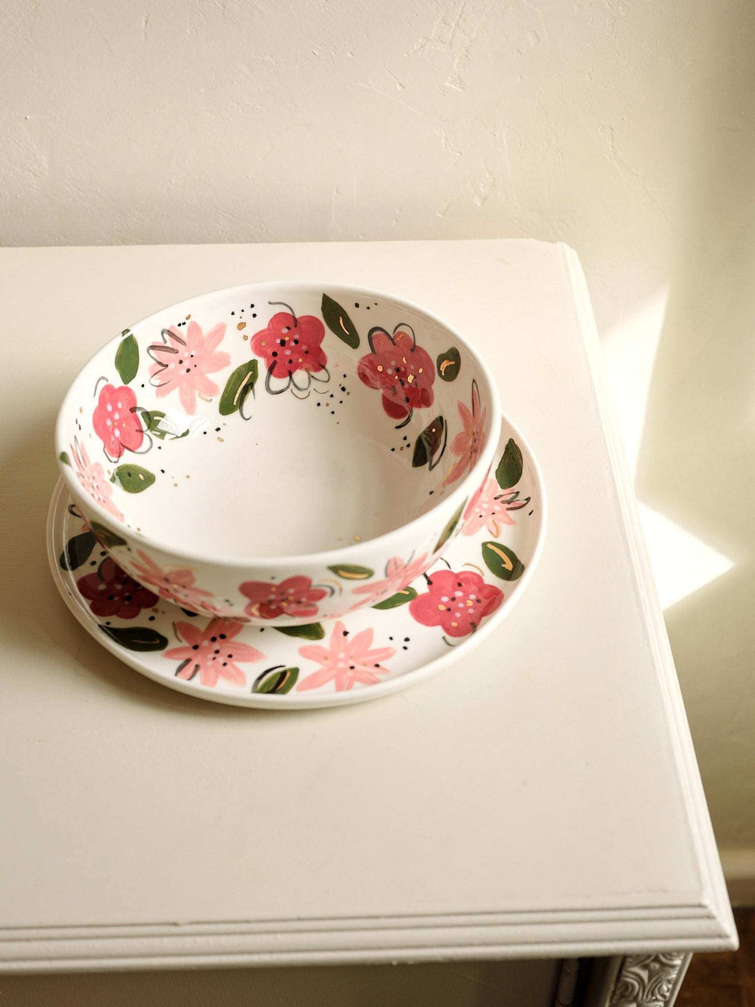 Hand-Painted Floral Dinner Plates - Unique Porcelain Design