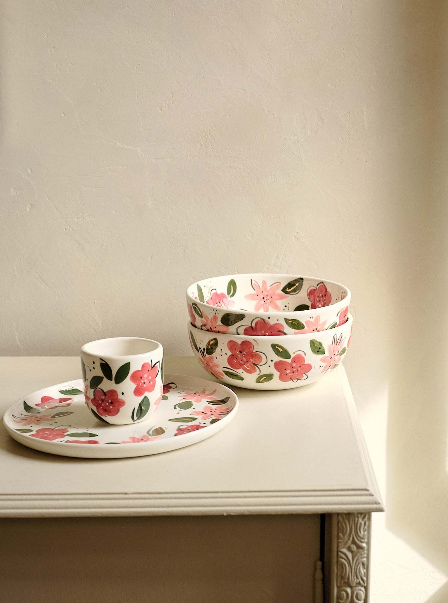 Hand-Painted Floral Salad Bowl - Unique Porcelain Design