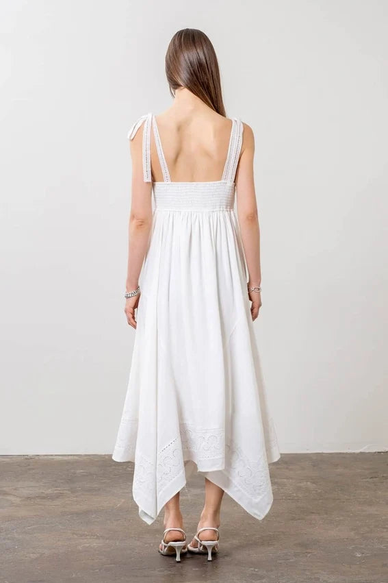 Handkerchief Embroidered Sleeveless Midi Dress