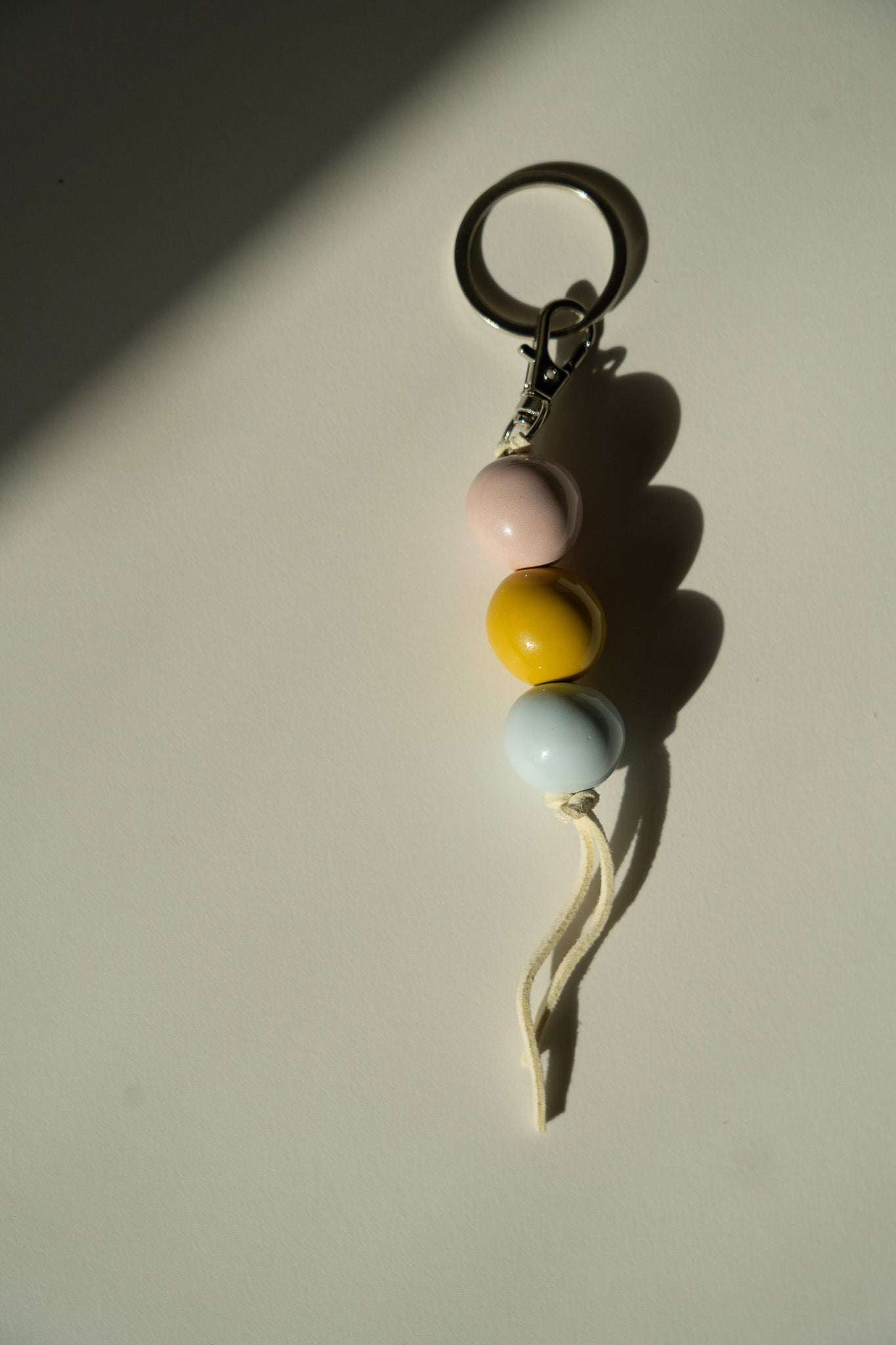 Handmade Ceramic Beaded Keychain in Pastel Tones