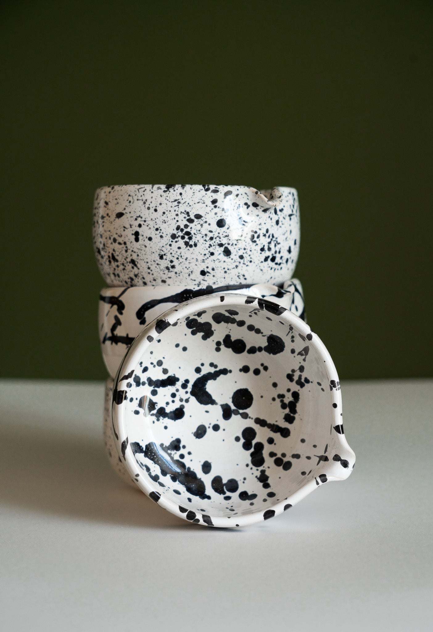 Handmade Matcha Bowl - Speckled or Stroked Pattern