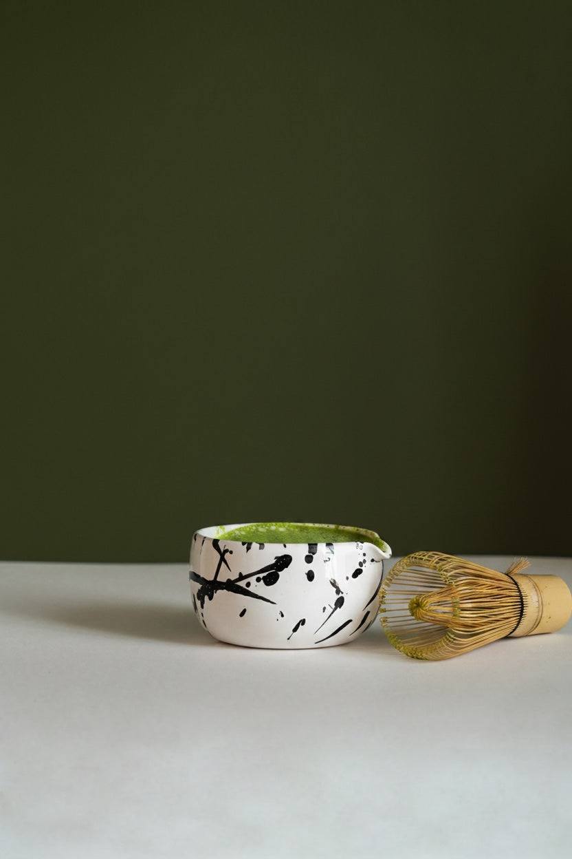 Handmade Matcha Bowl - Speckled or Stroked Pattern