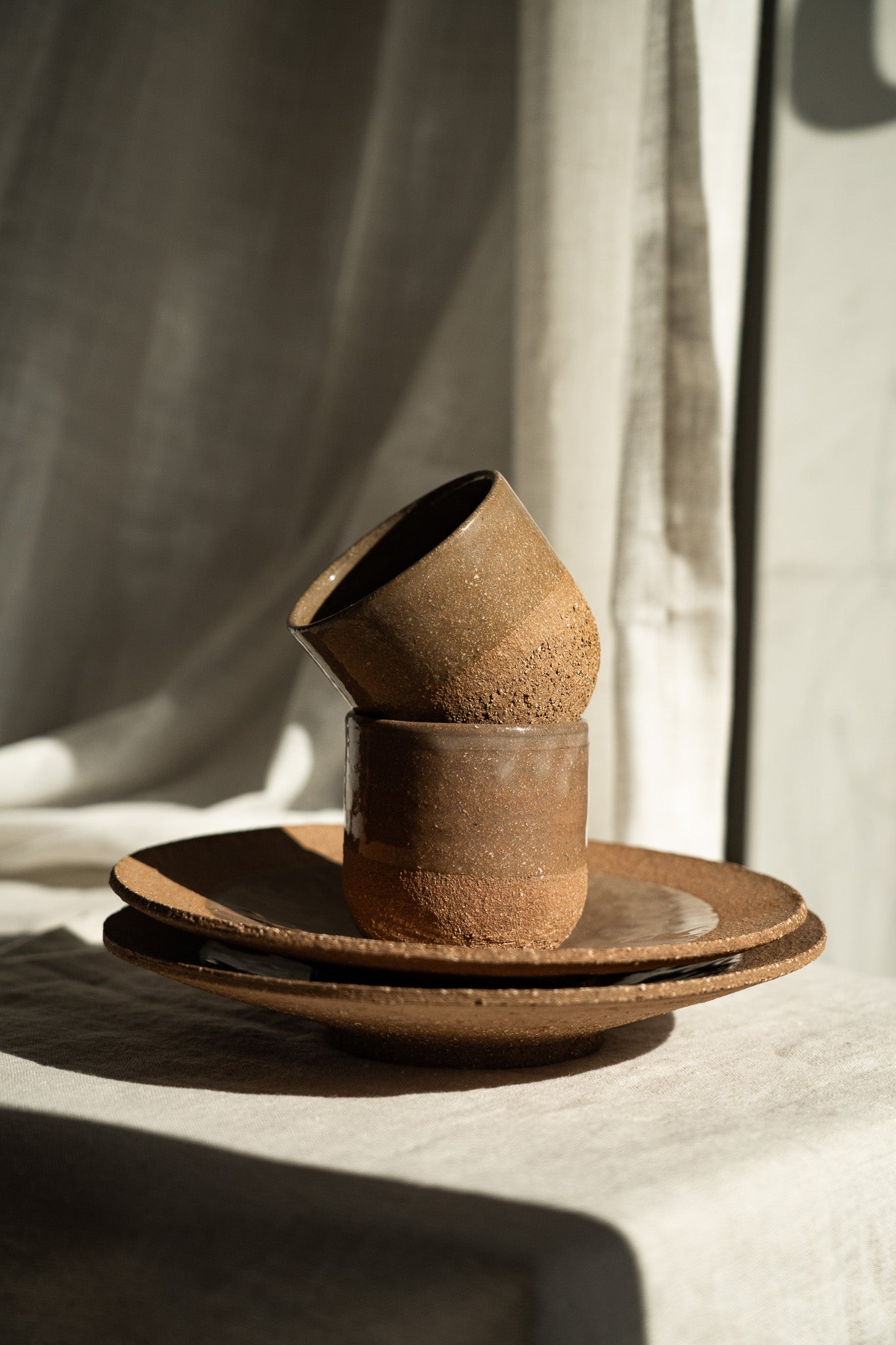 Handmade Pottery Coffee Cup – Rustic Pinkish Red Stoneware