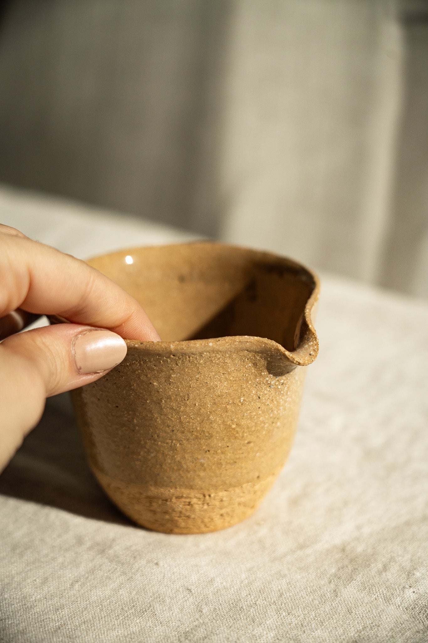 Handmade Stoneware Fair Teacup (Chahai) – Yellow Speckles