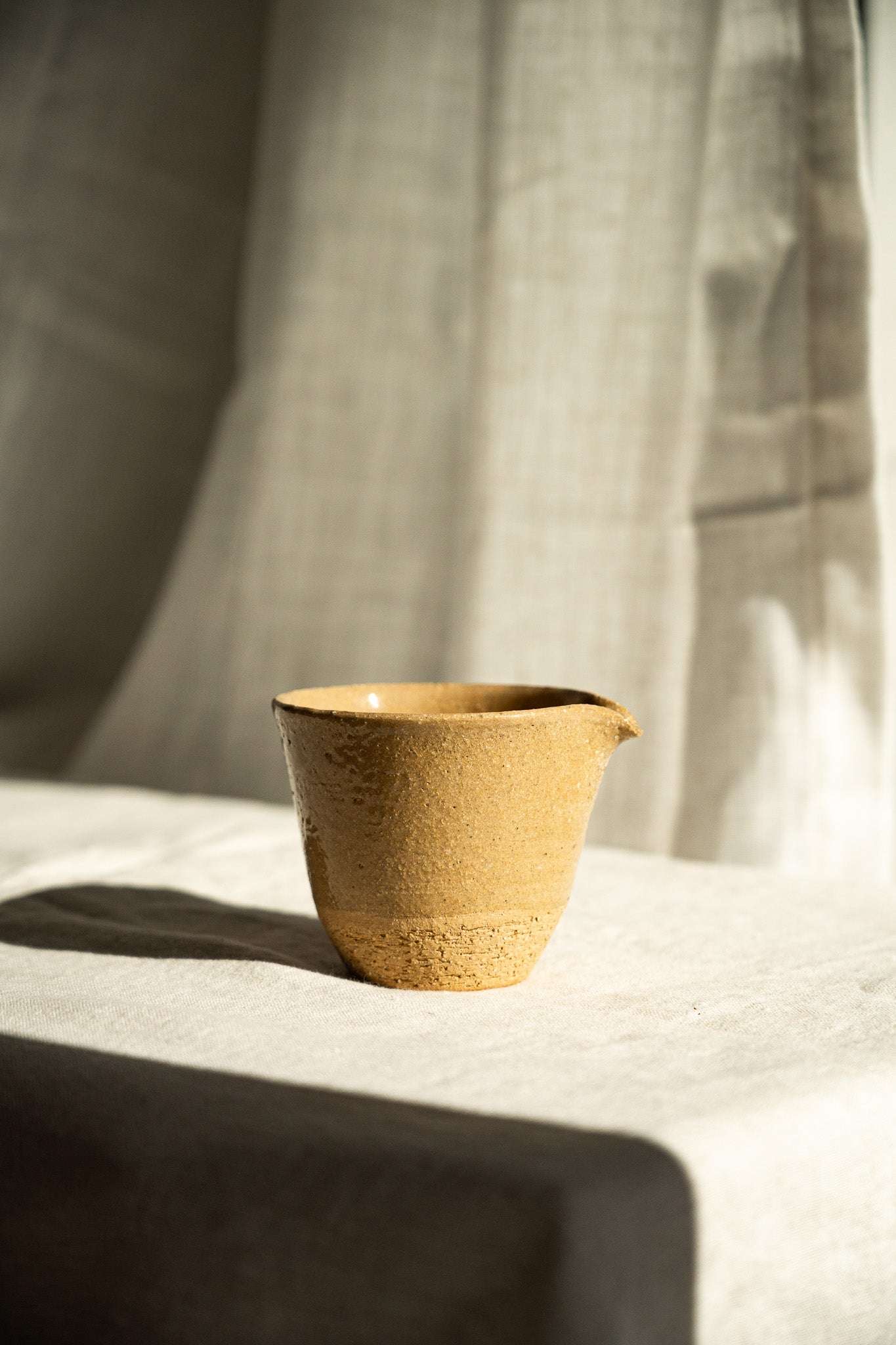 Handmade Stoneware Fair Teacup (Chahai) – Yellow Speckles
