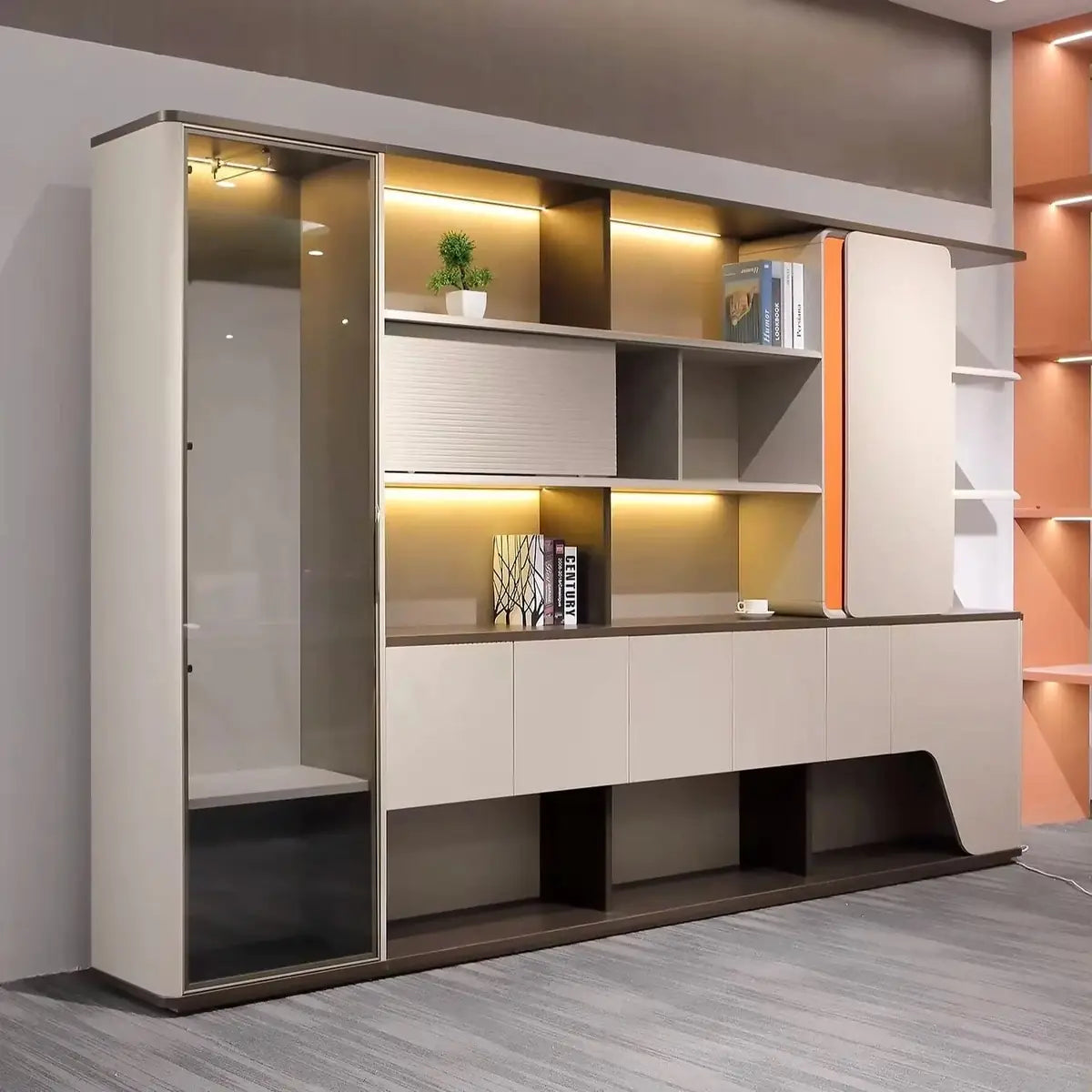 Harbord · Modern Office Shelves w/ Lighting, Storage