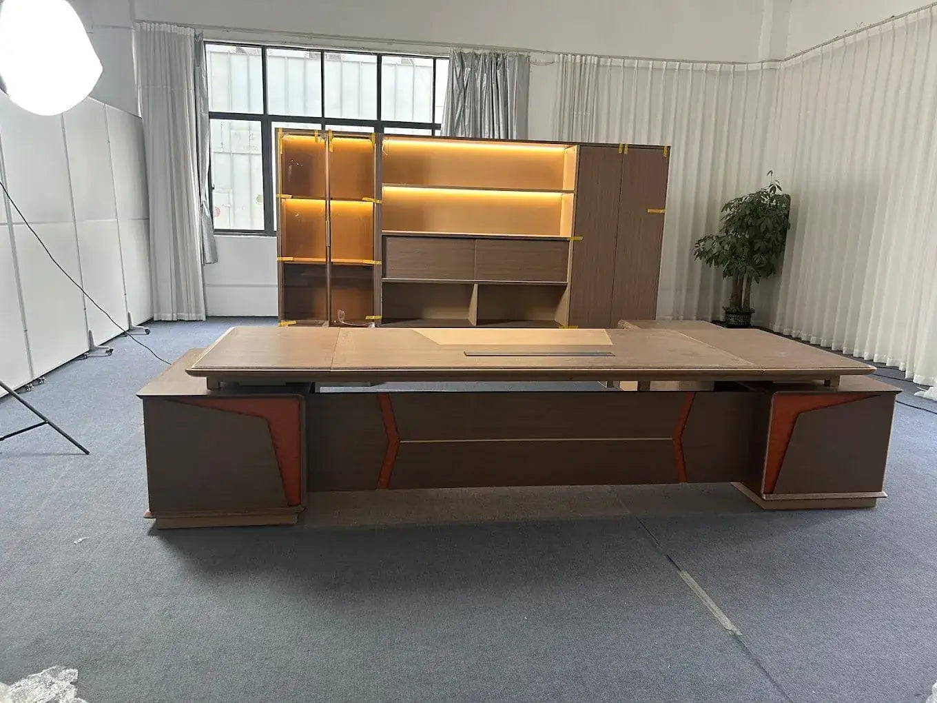 Hartwell · Modern Office Shelves w/ Lighting & Storage