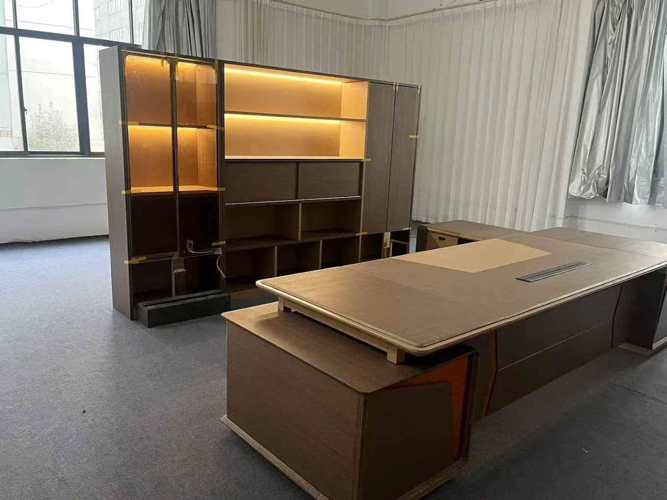 Hartwell · Modern Office Shelves w/ Lighting & Storage