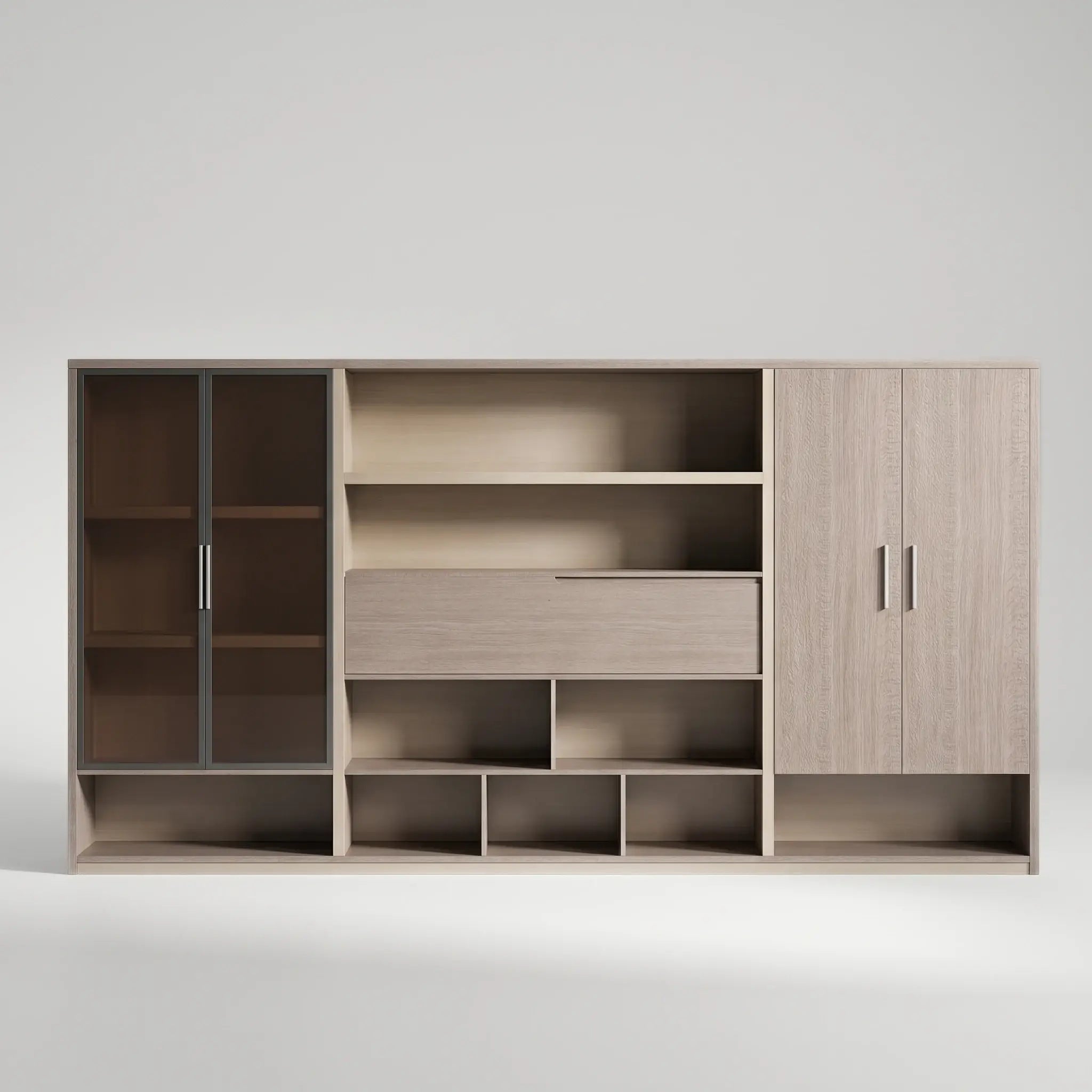 Hartwell · Modern Office Shelves w/ Lighting & Storage