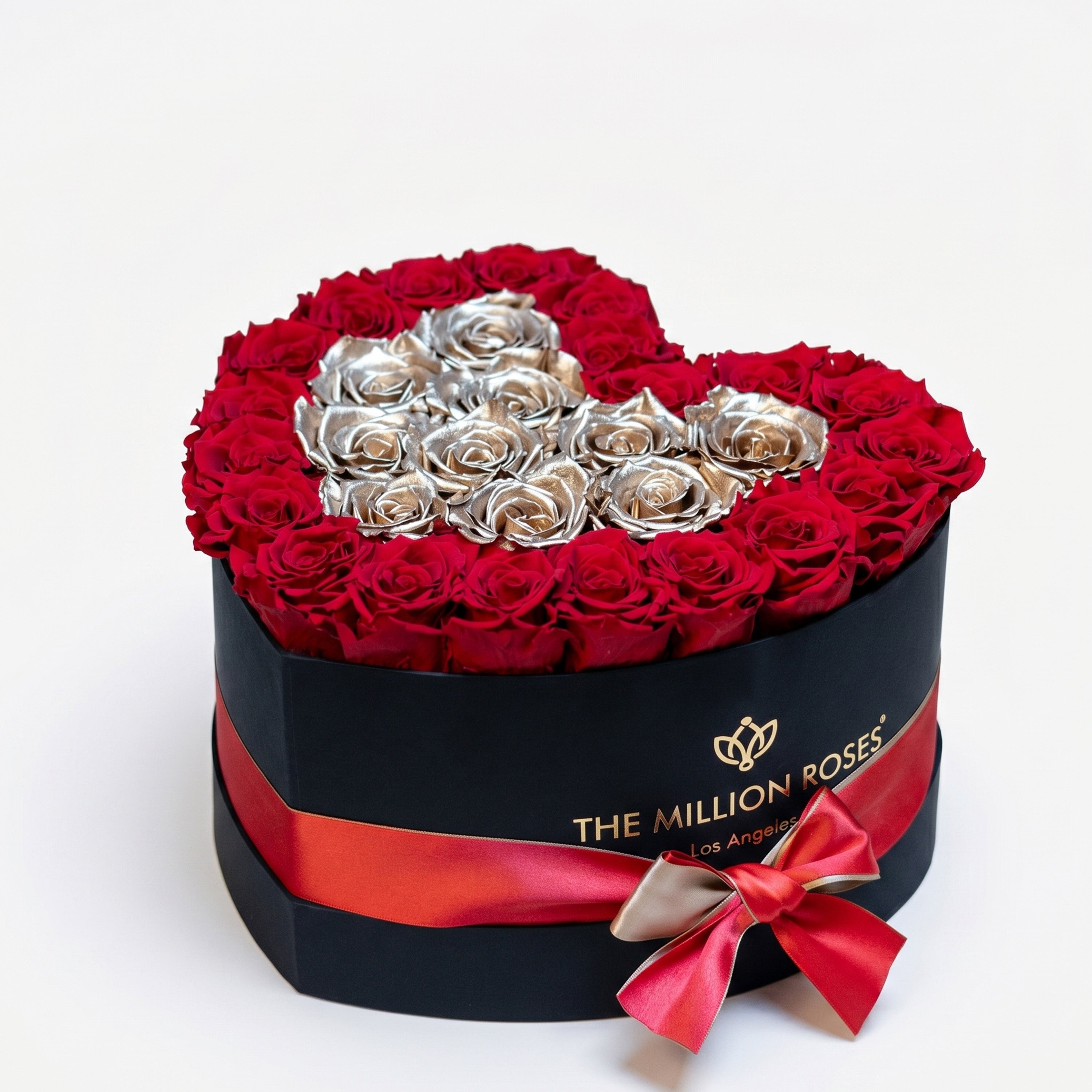 Heart Black Box | Red & Gold Roses
