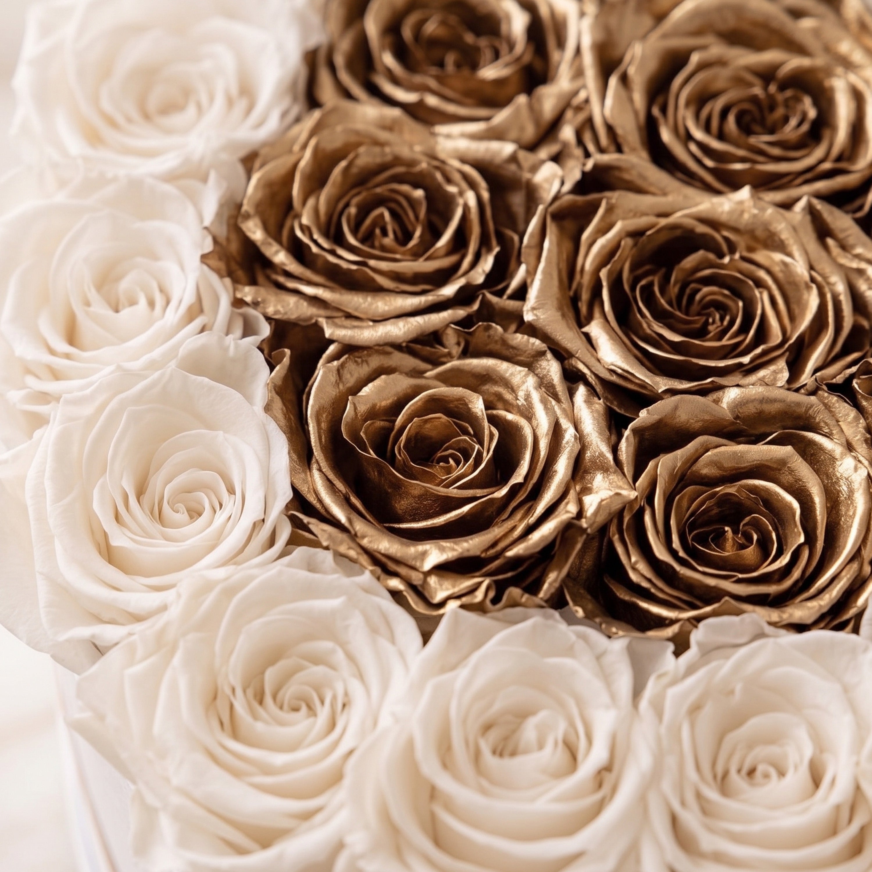 Heart White Box | White & Gold Roses