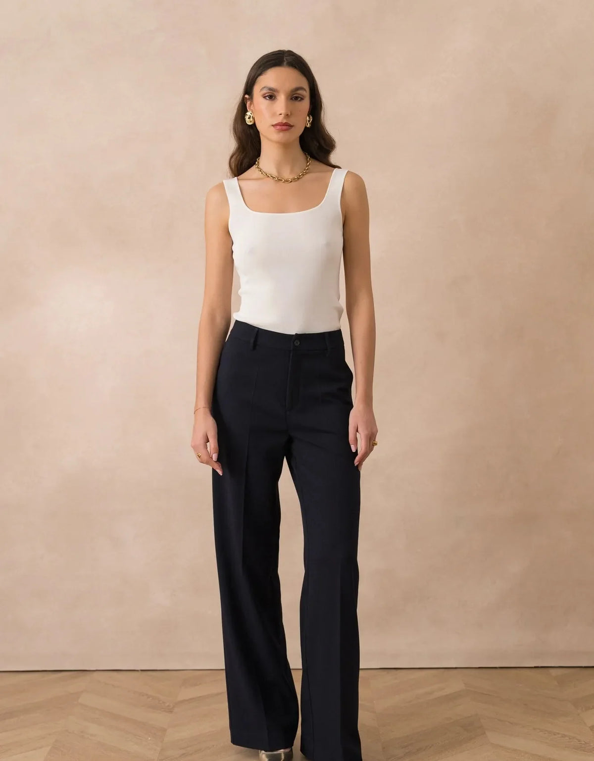 [Heather] Wide-Leg Tailored Trousers