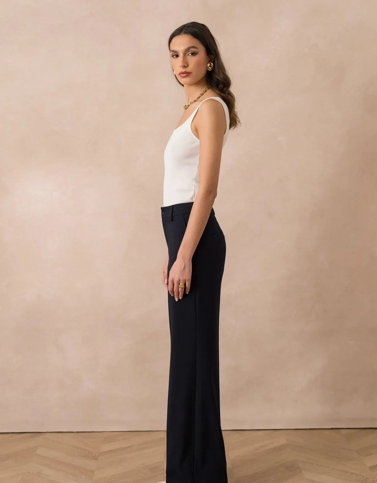 [Heather] Wide-Leg Tailored Trousers