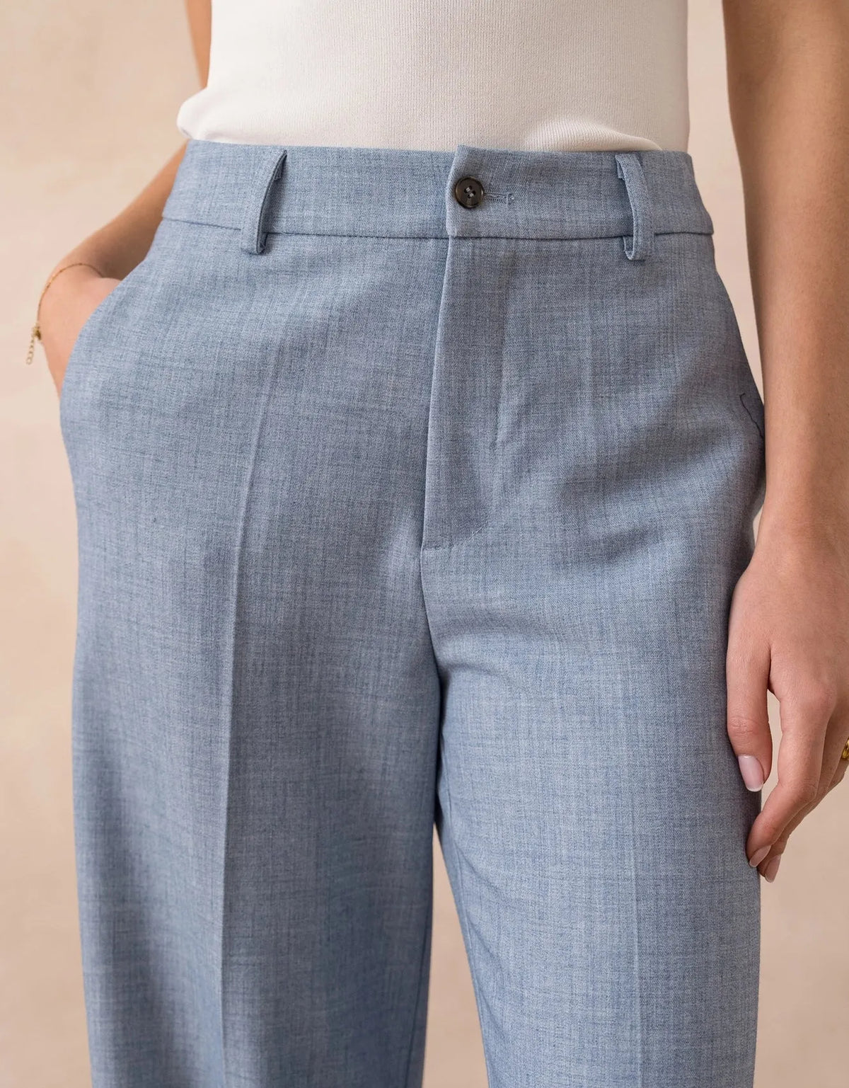 [Heather] Wide-Leg Tailored Trousers