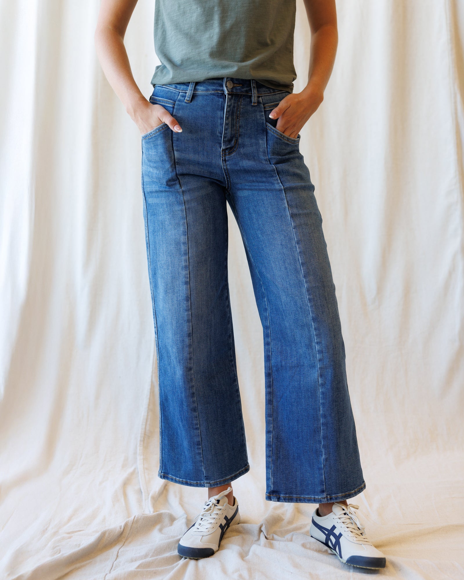 High Rise Seamed Wide Leg Ankle
