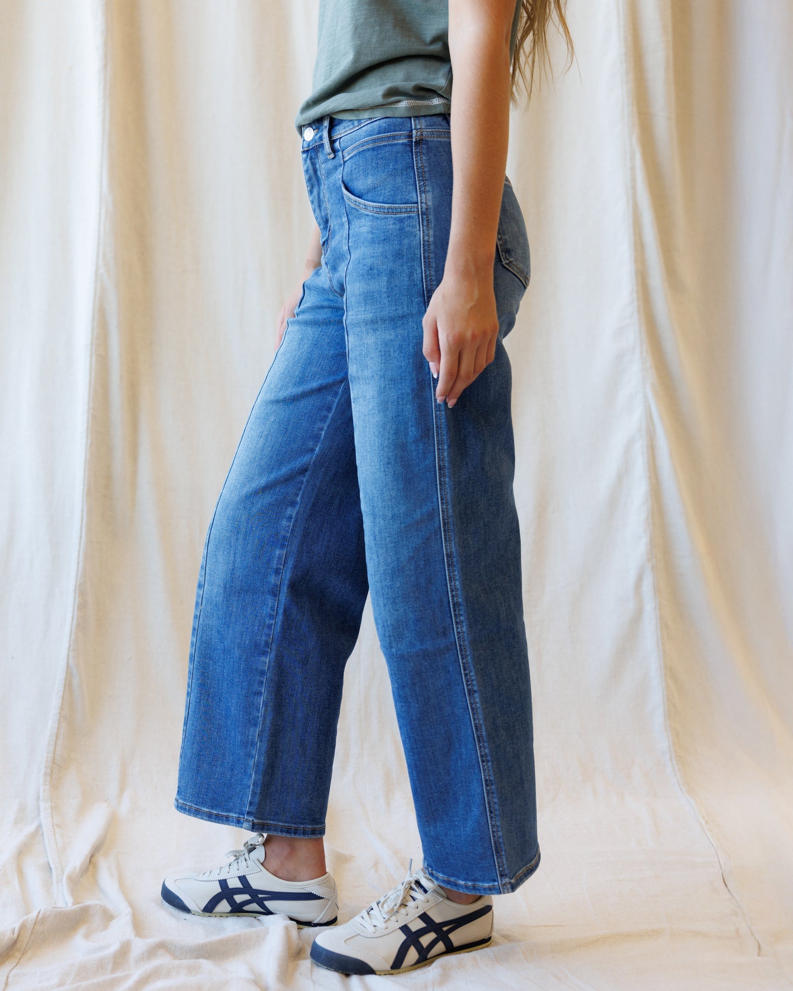 High Rise Seamed Wide Leg Ankle