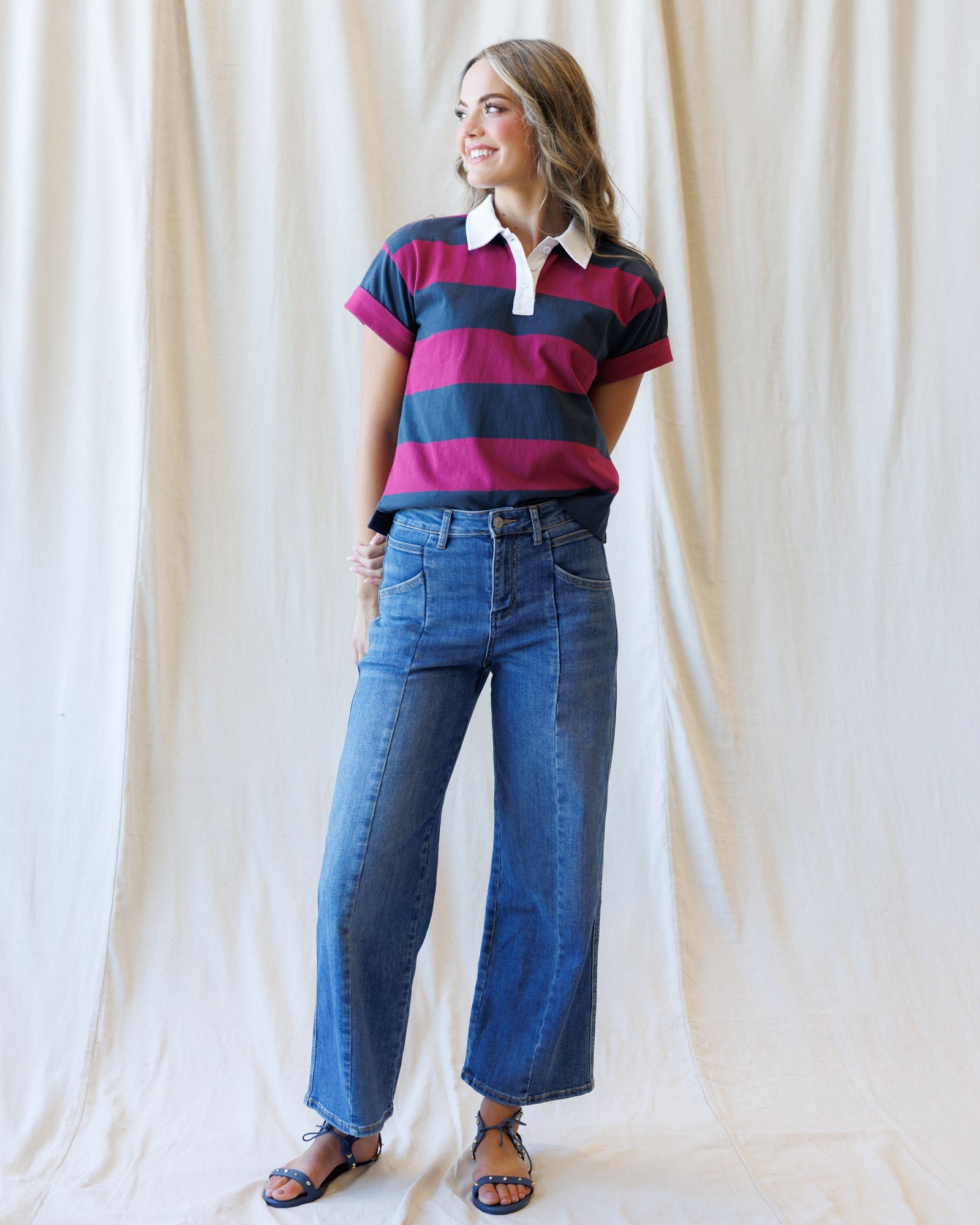 High Rise Seamed Wide Leg Ankle
