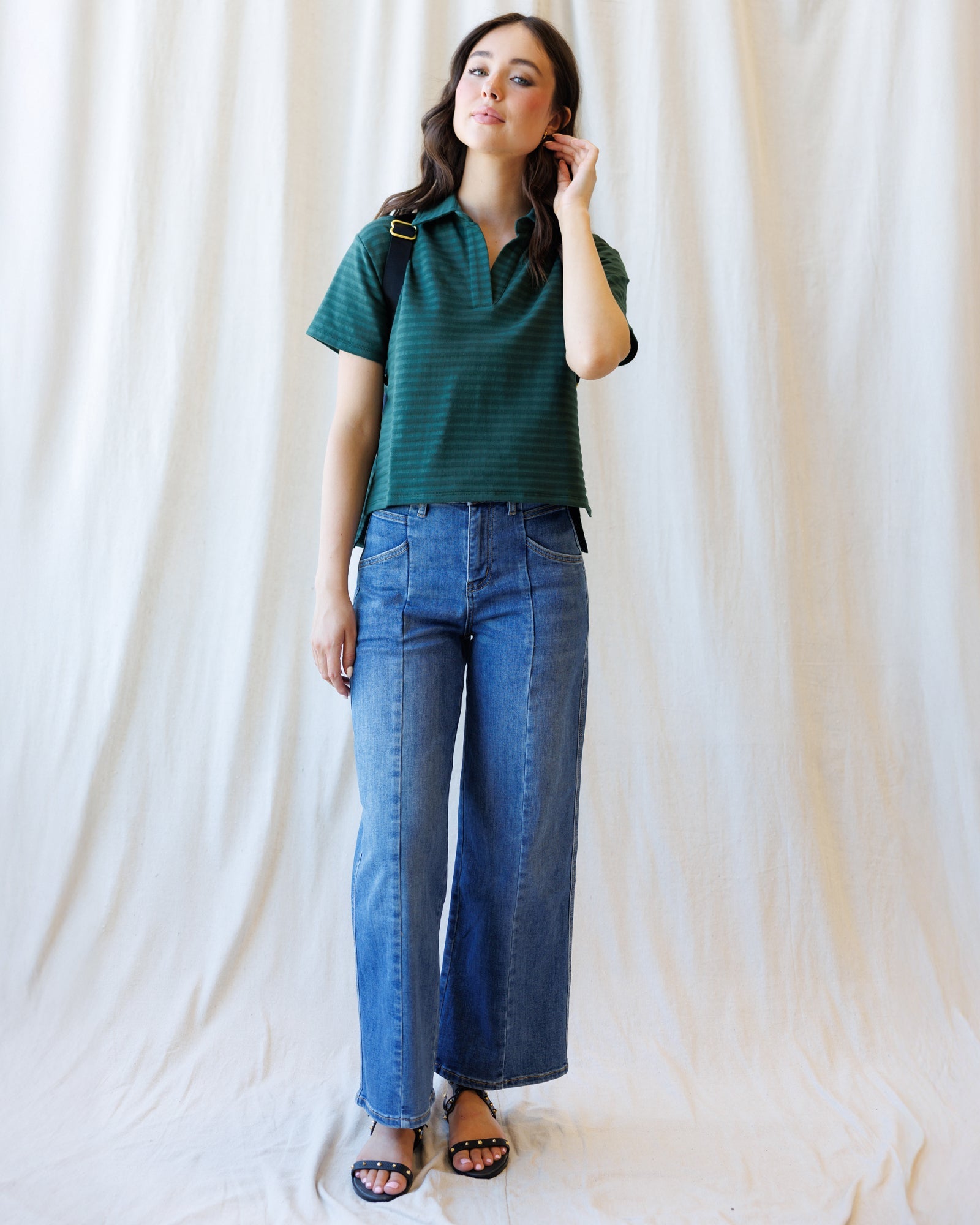 High Rise Seamed Wide Leg Ankle