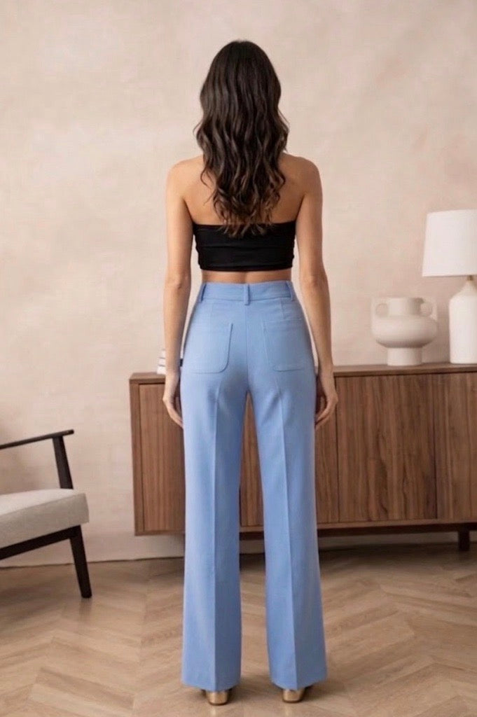High Waist Signature Pants Blue