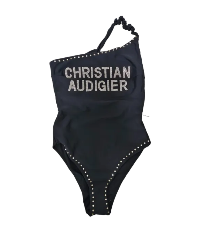 Icon one piece rhinestone black swimsuit CA02-24SW-RS