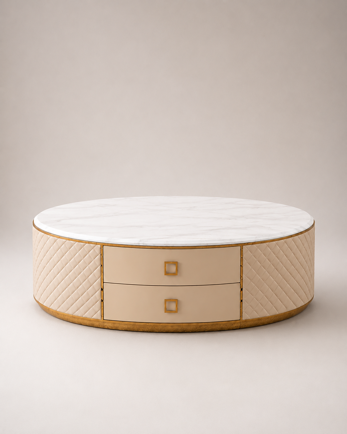 Ivory Marble & Steel Coffee Table