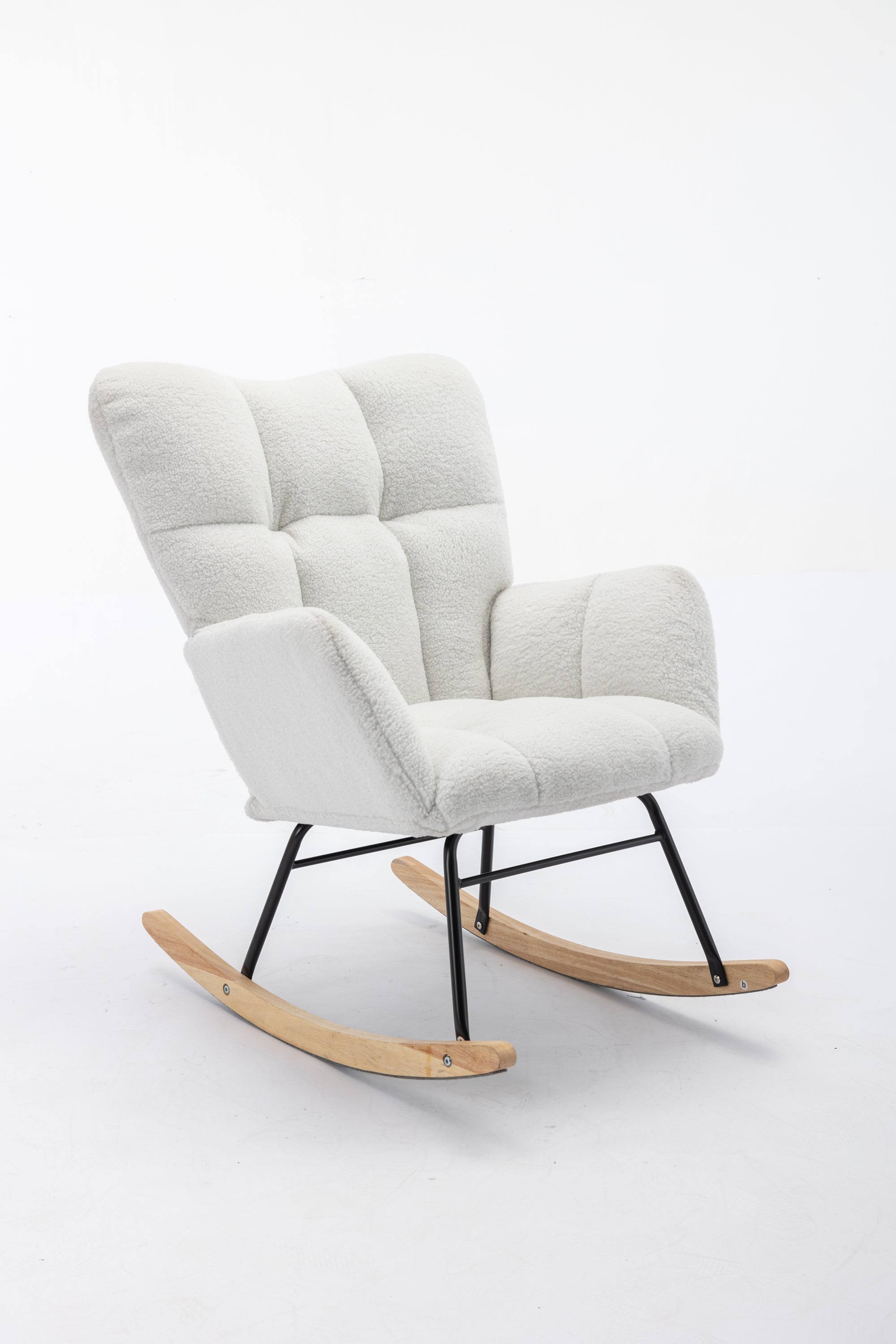 Ivory Teddy Fabric Rocking Accent Chair