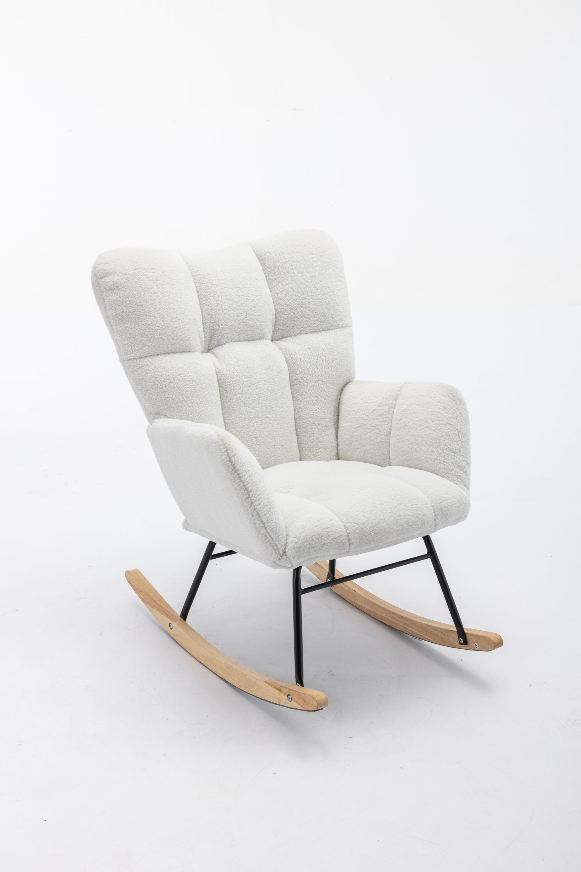 Ivory Teddy Fabric Rocking Accent Chair