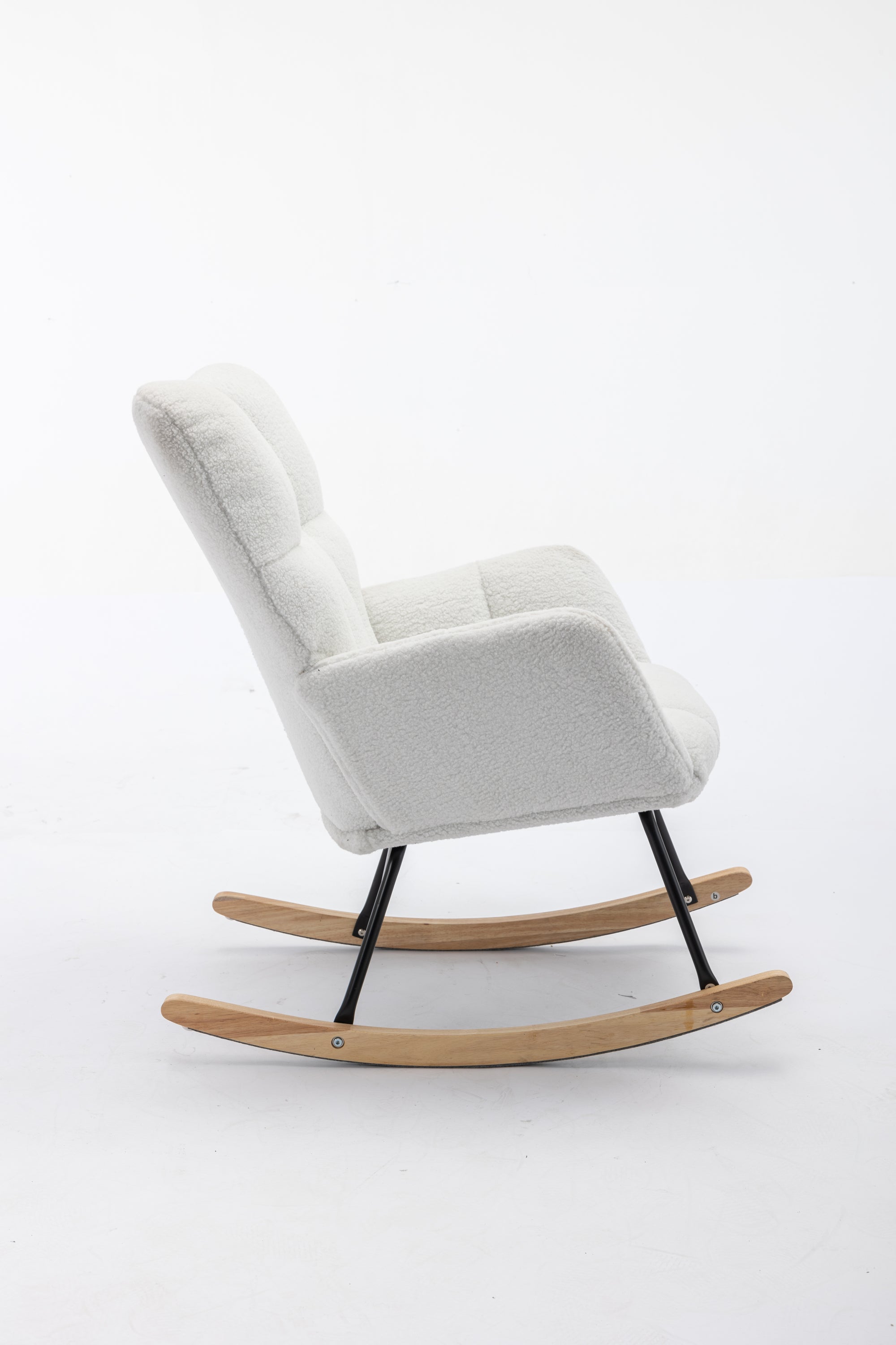 Ivory Teddy Fabric Rocking Accent Chair