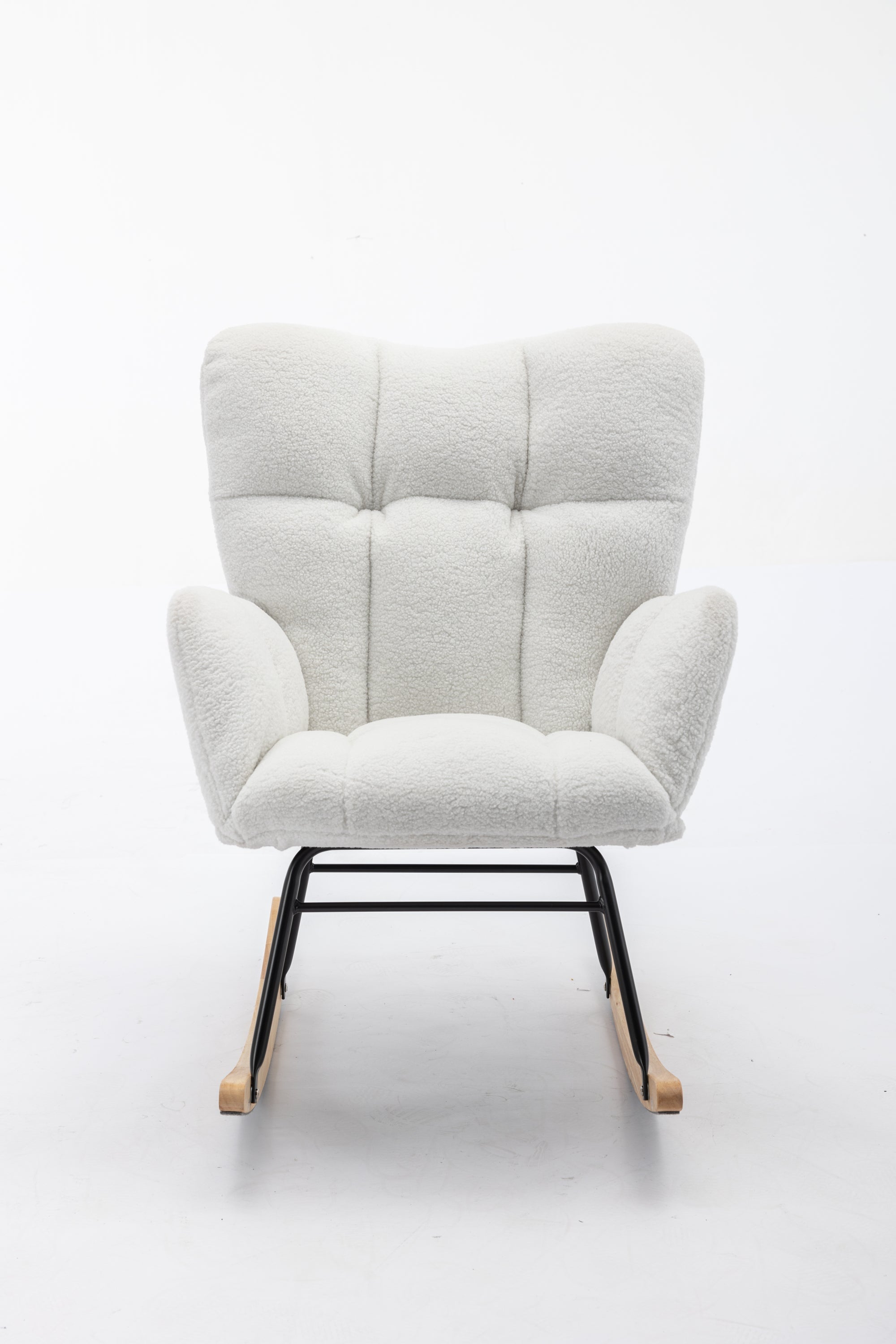 Ivory Teddy Fabric Rocking Accent Chair