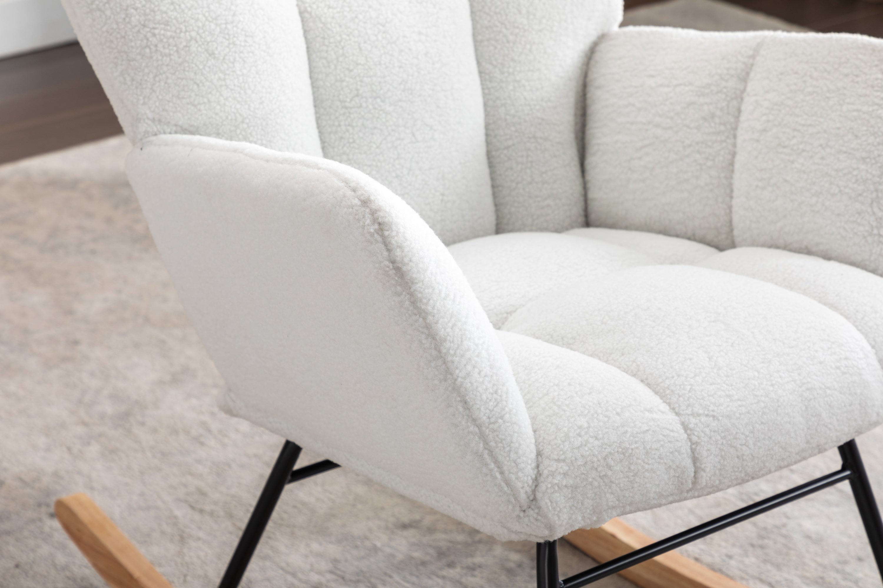 Ivory Teddy Fabric Rocking Accent Chair