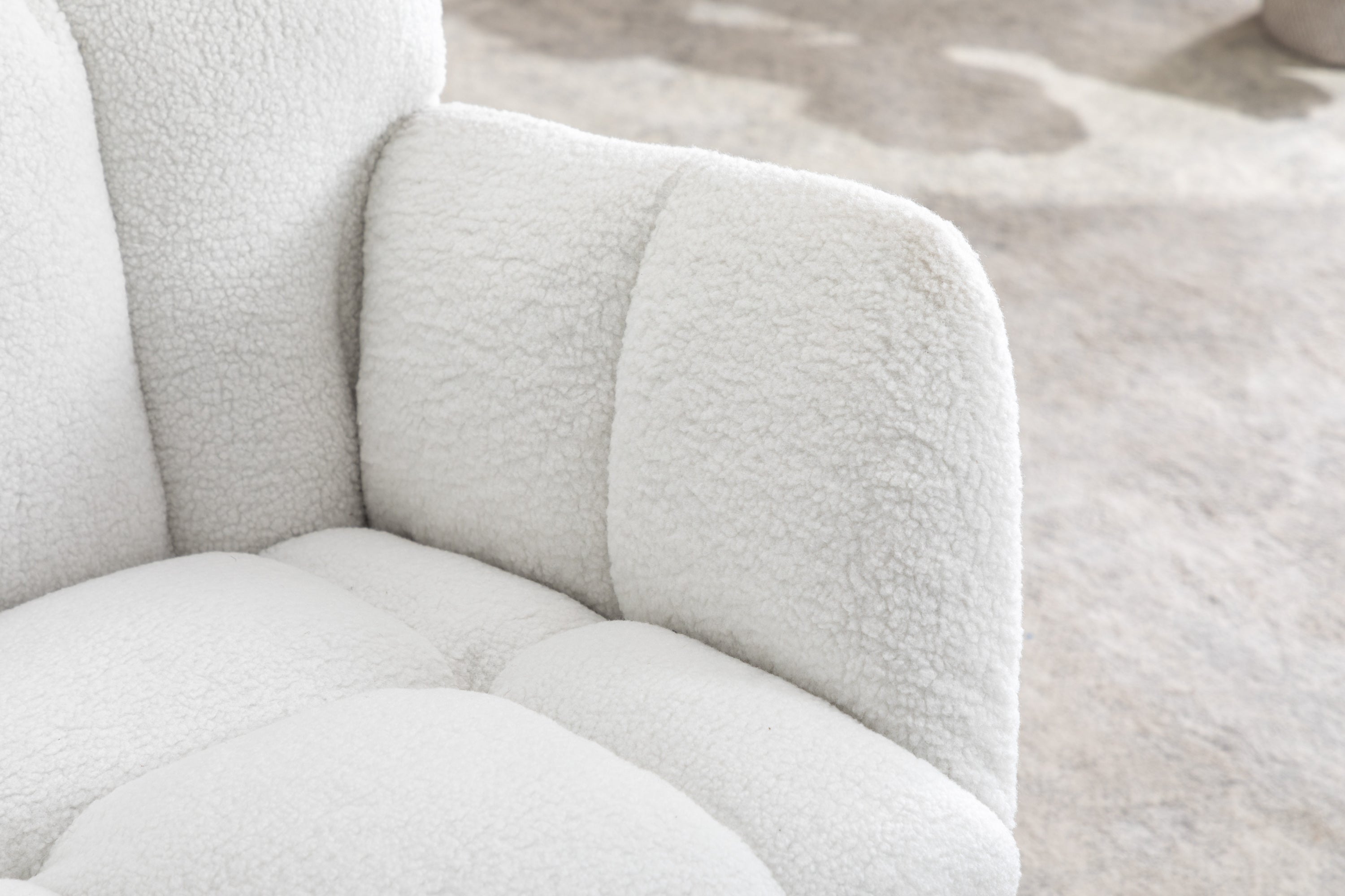 Ivory Teddy Fabric Rocking Accent Chair