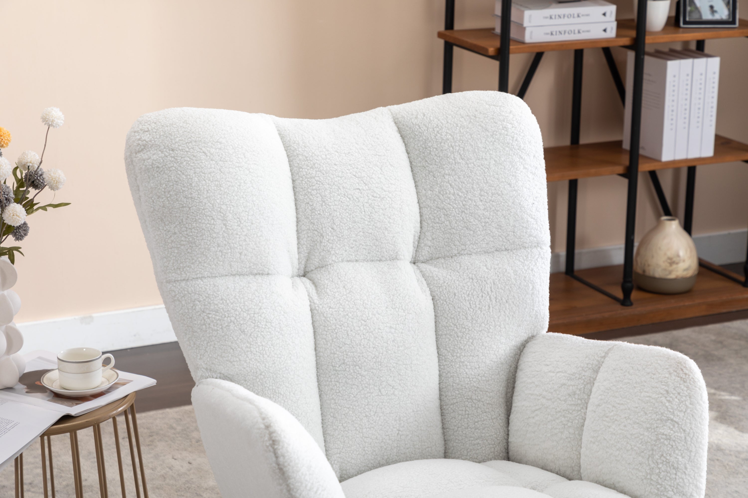 Ivory Teddy Fabric Rocking Accent Chair